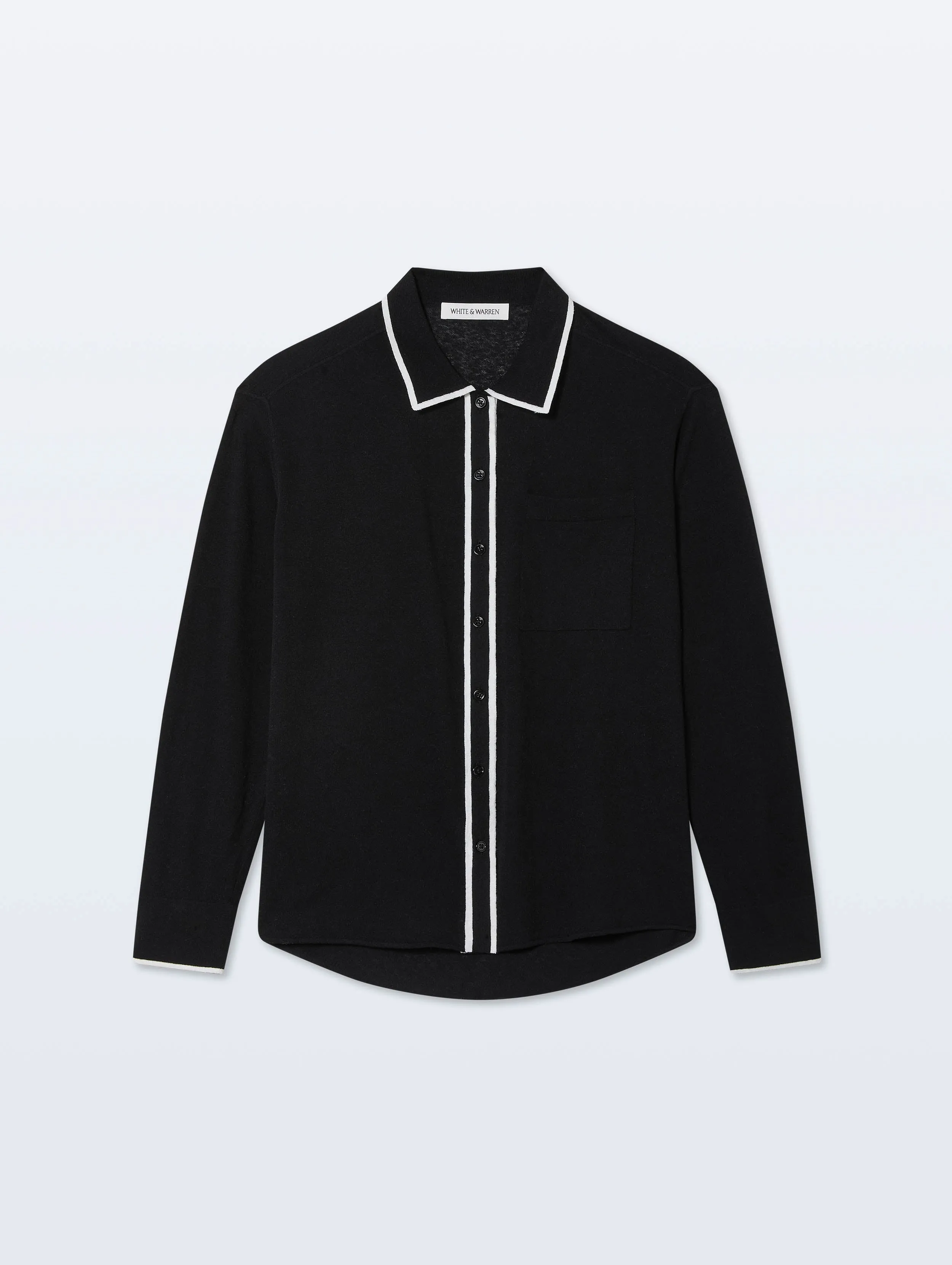 Linen Blend Shirt | Black/White sold by White + Warren product image thumbnail 4