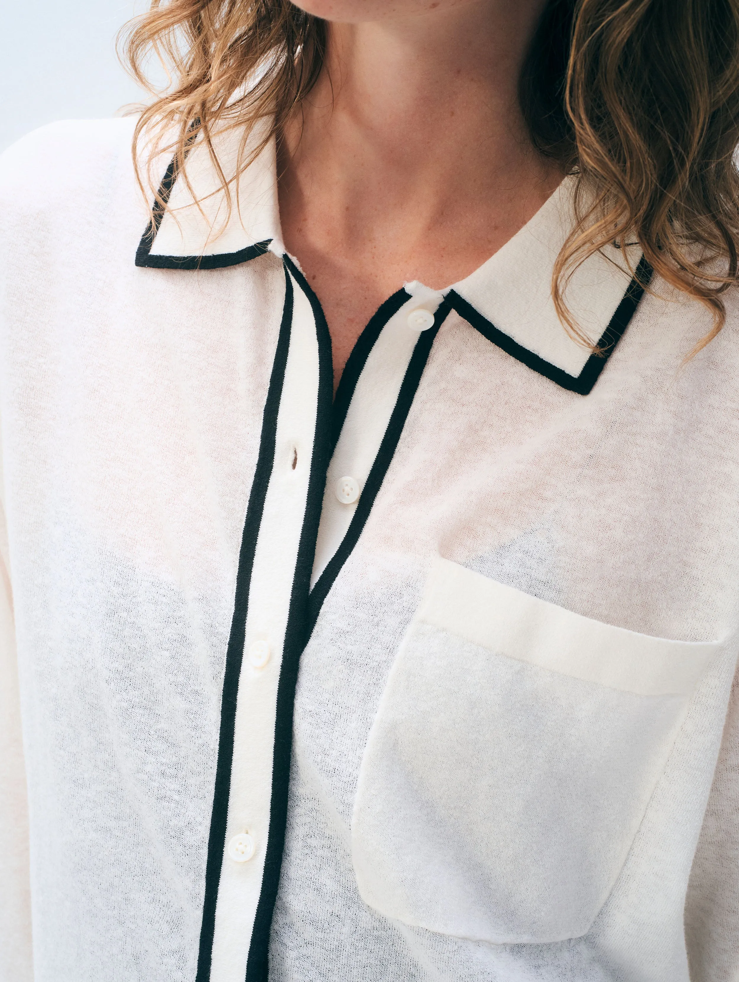 Linen Blend Shirt | White sold by White + Warren product image thumbnail 2