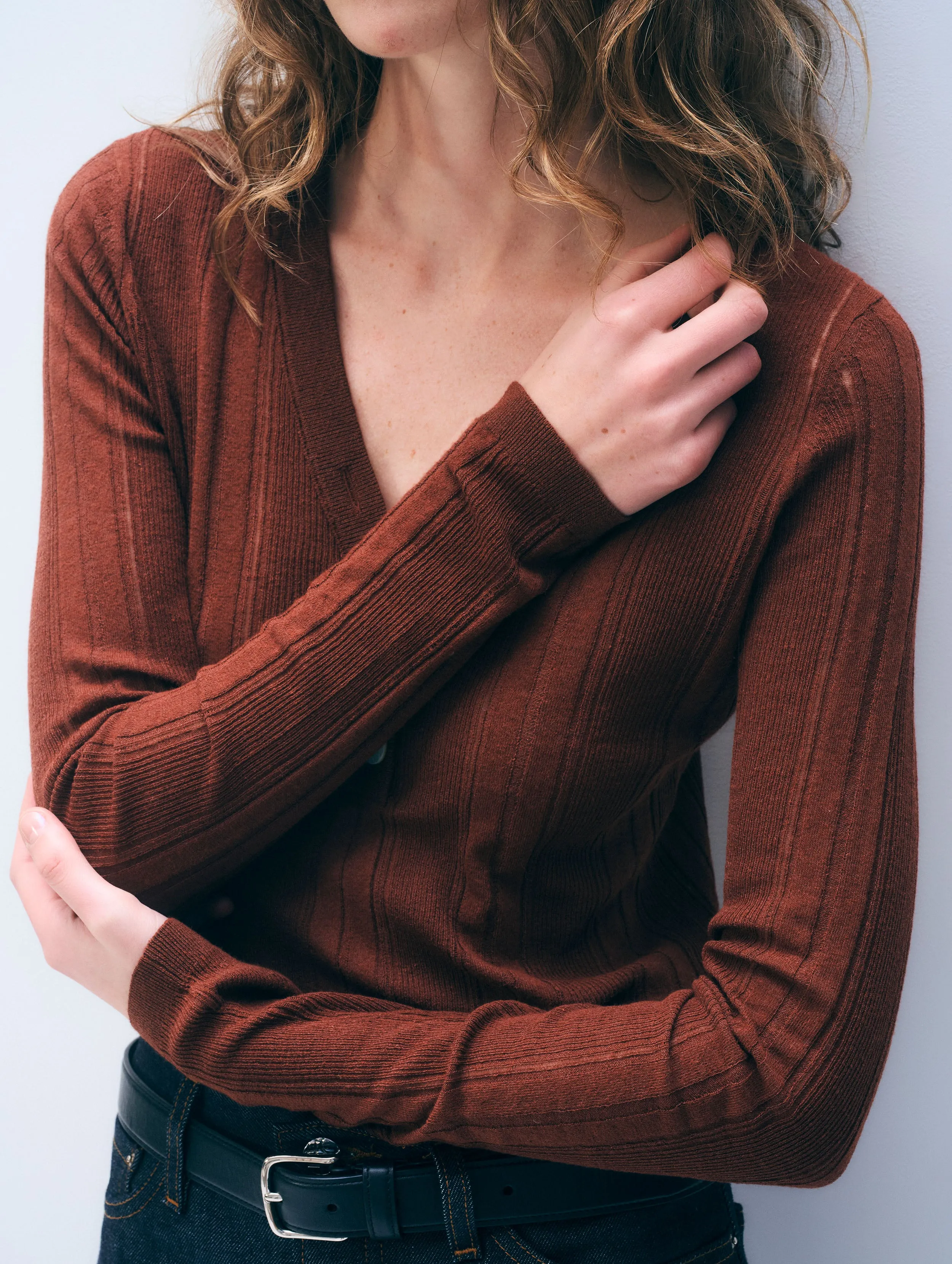 Linen Blend Henley | Redwood Brown sold by White + Warren product image thumbnail 2