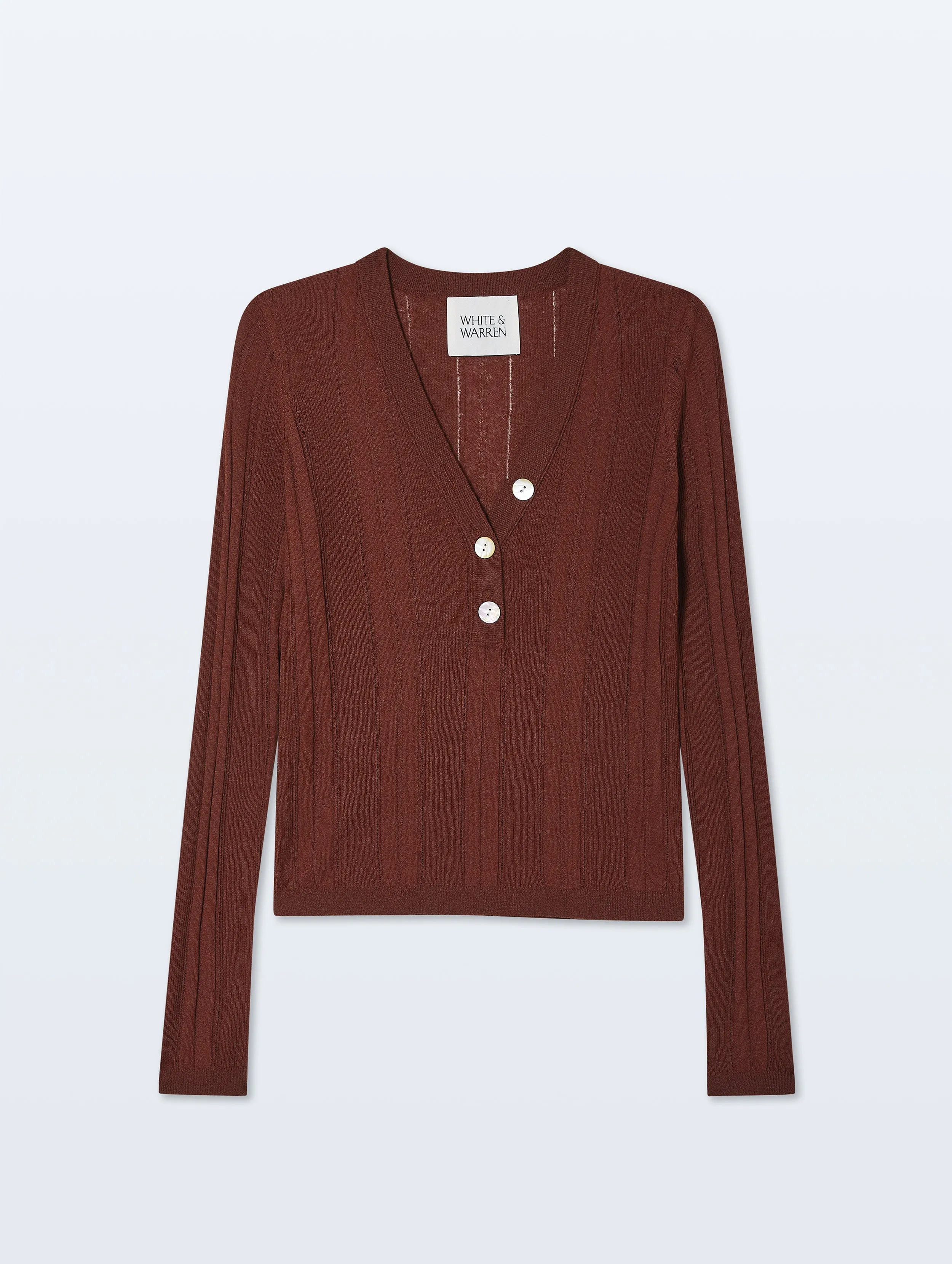 Linen Blend Henley | Redwood Brown sold by White + Warren product image thumbnail 4