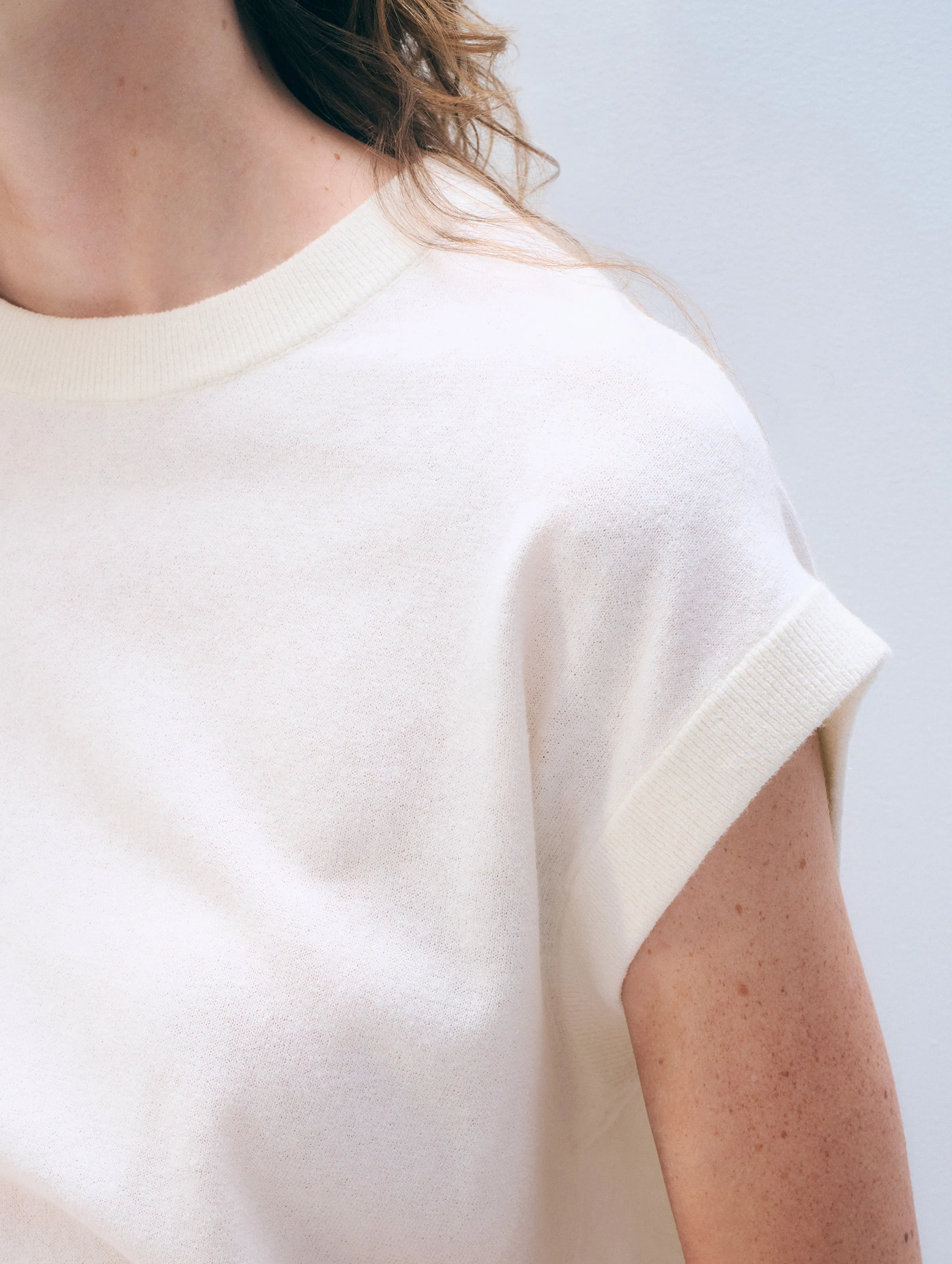 Linen Blend T-Shirt | White sold by White + Warren product image thumbnail 2