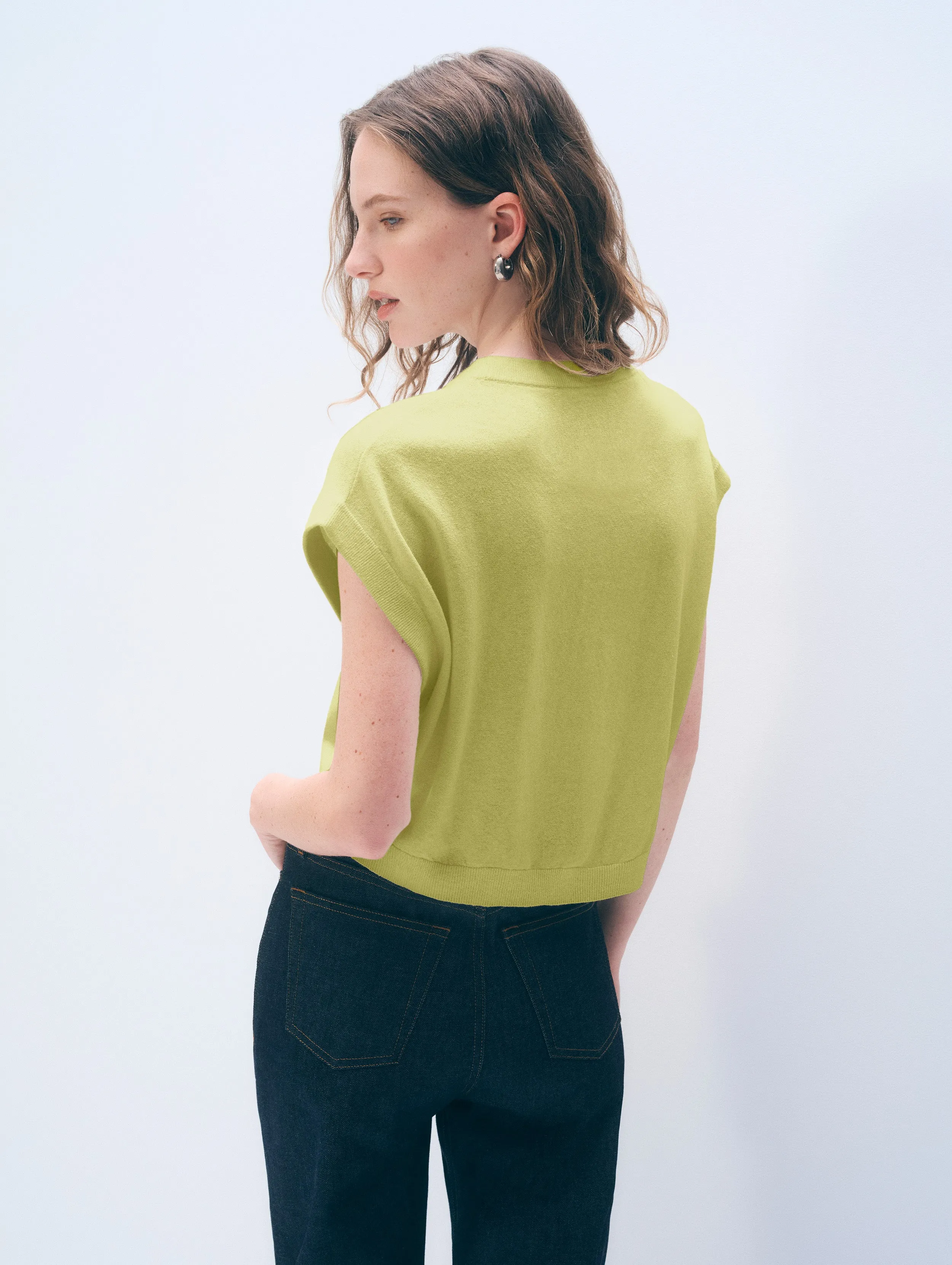 Linen Blend T-Shirt | Linden Green sold by White + Warren product image thumbnail 3