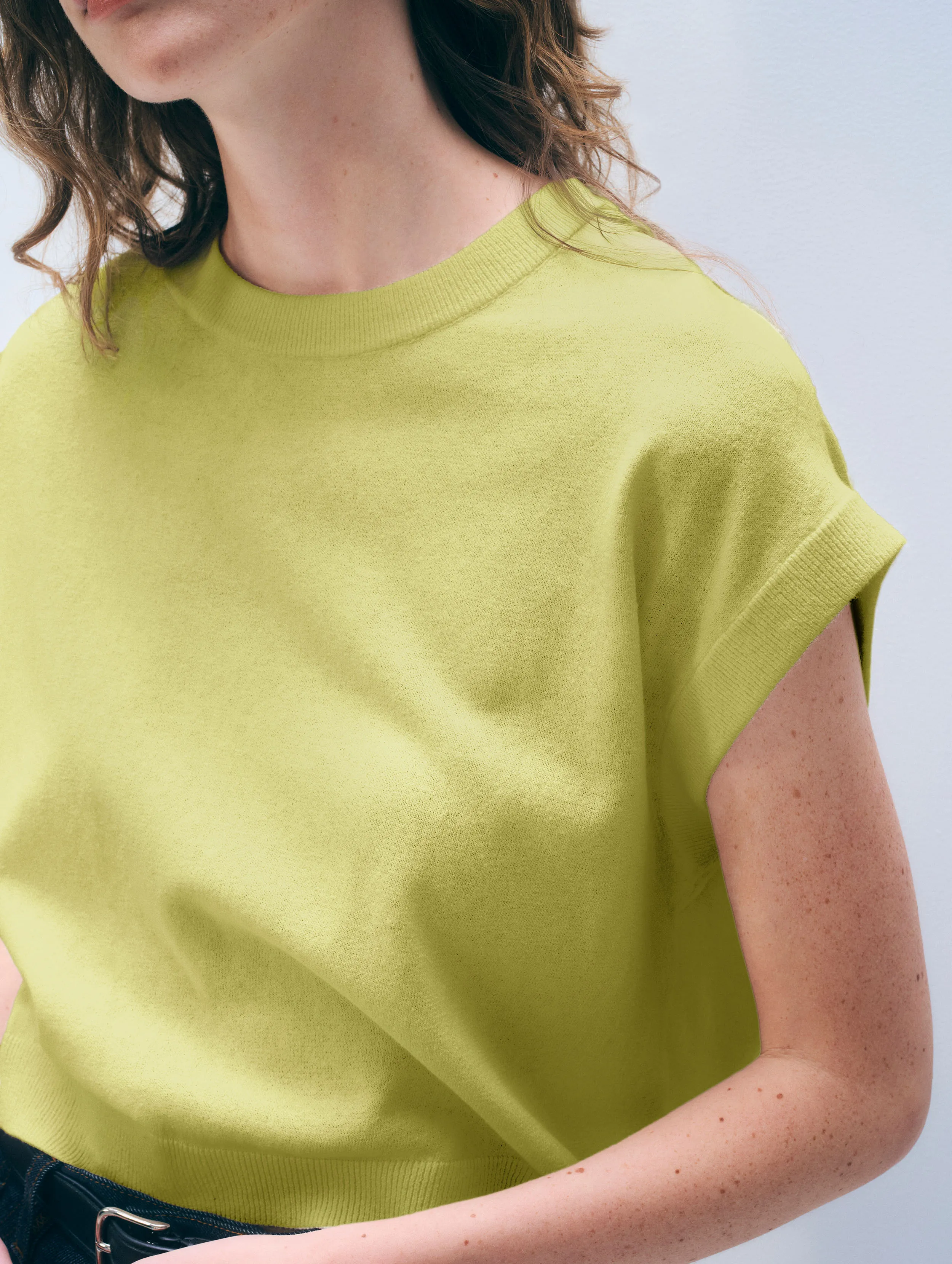Linen Blend T-Shirt | Linden Green sold by White + Warren product image thumbnail 2