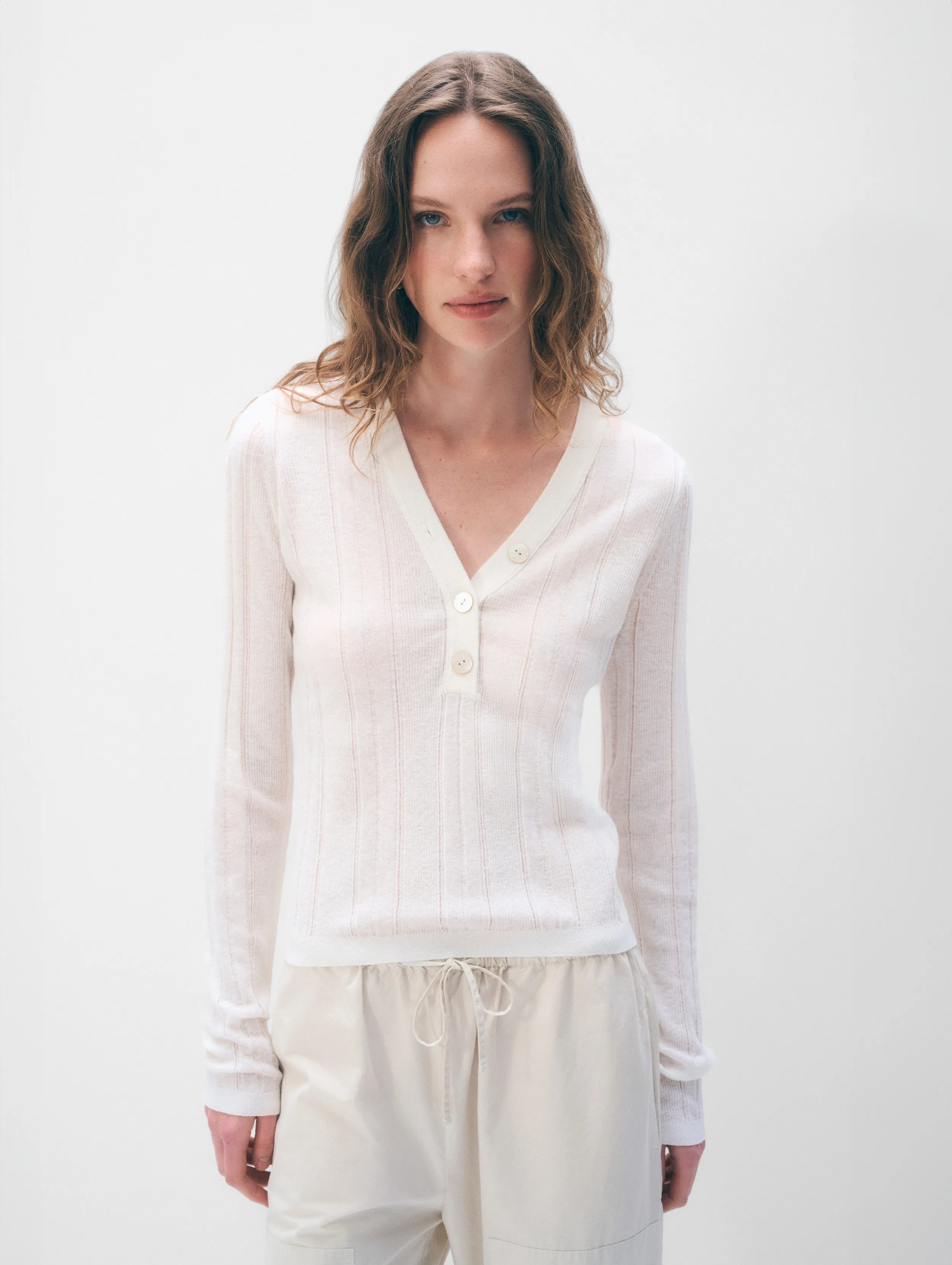 Linen Blend Henley sold by White + Warren product image thumbnail 4