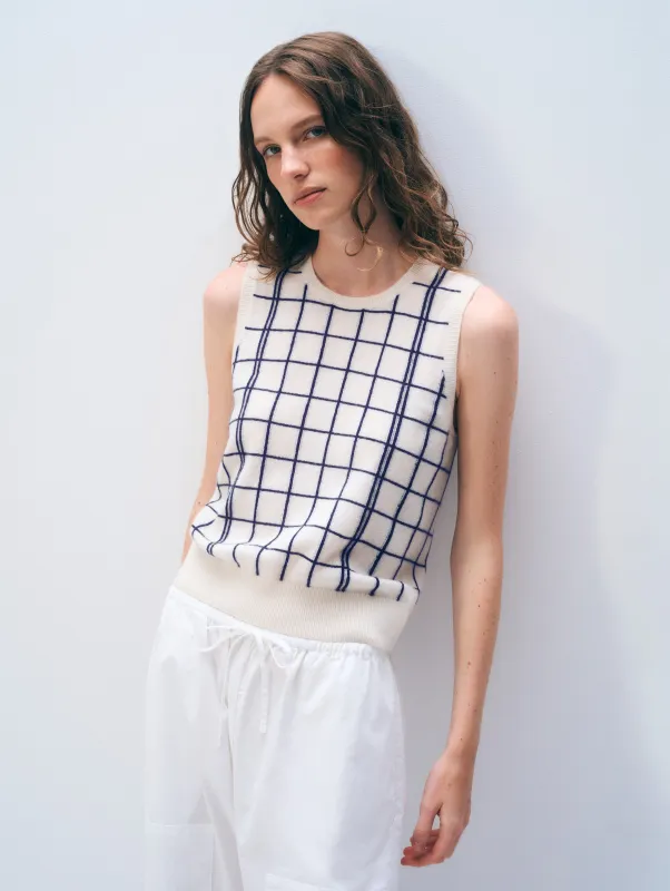 Cashmere Windowpane Vest made by White + Warren