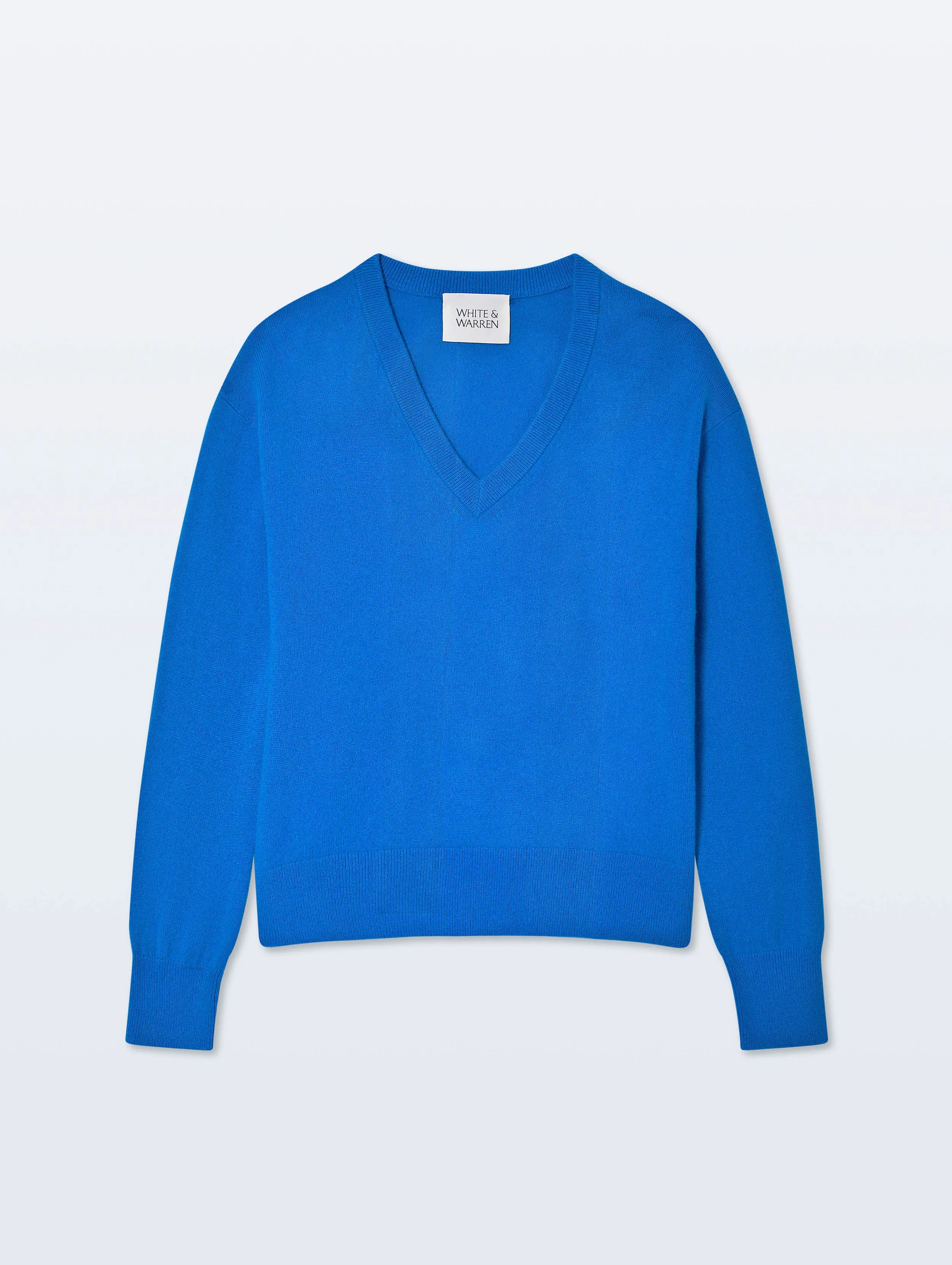 Cashmere V Neck | Bright Azure sold by White + Warren product image thumbnail 4