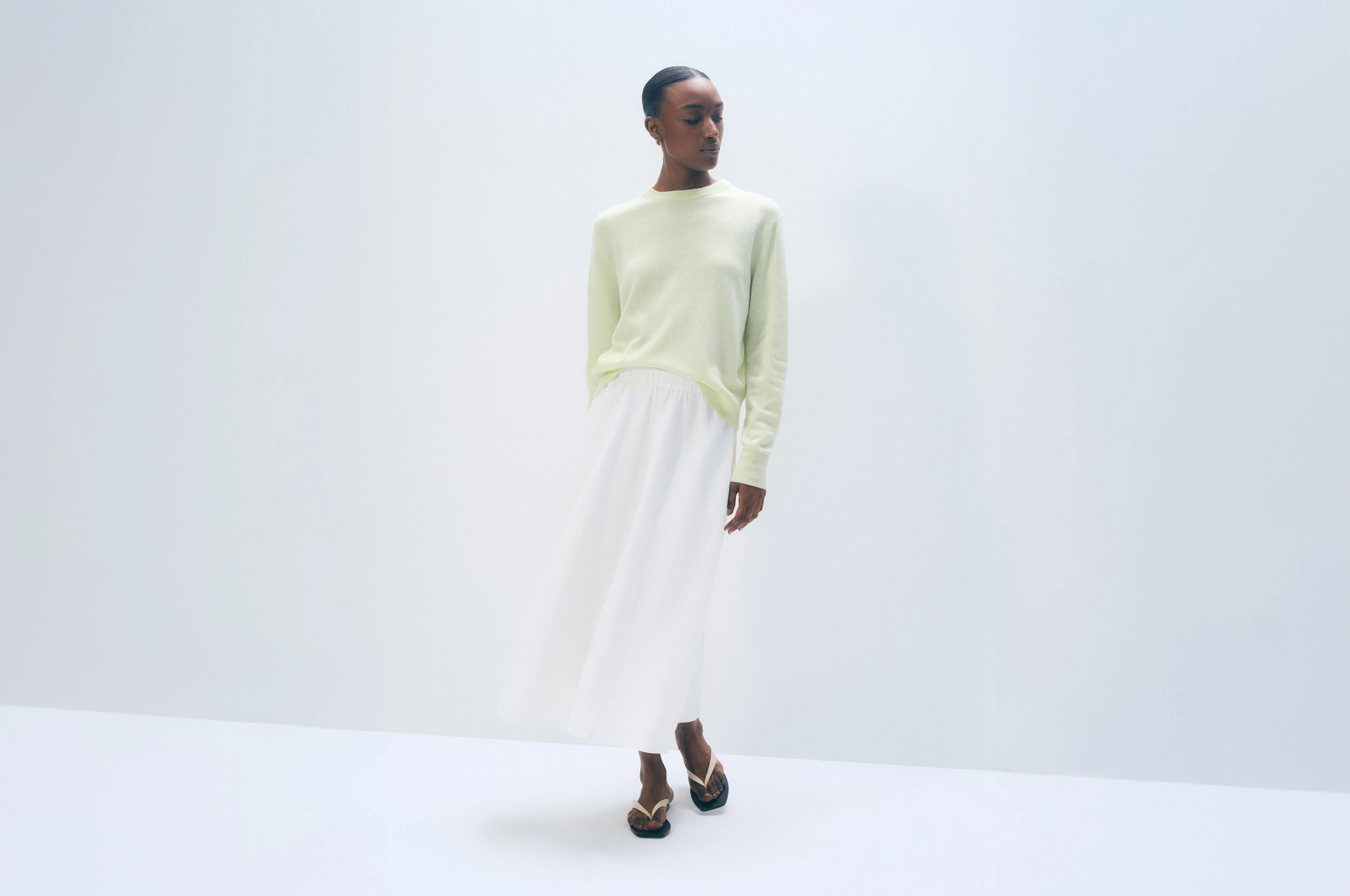 Cashmere Crewneck | Pale Pistachio sold by White + Warren product image thumbnail 5