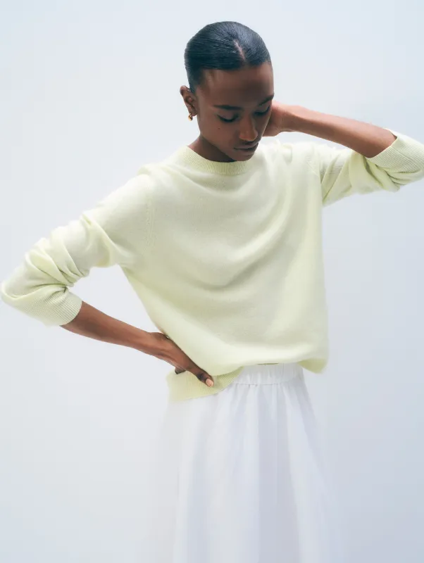 Cashmere Crewneck | Pale Pistachio made by White + Warren