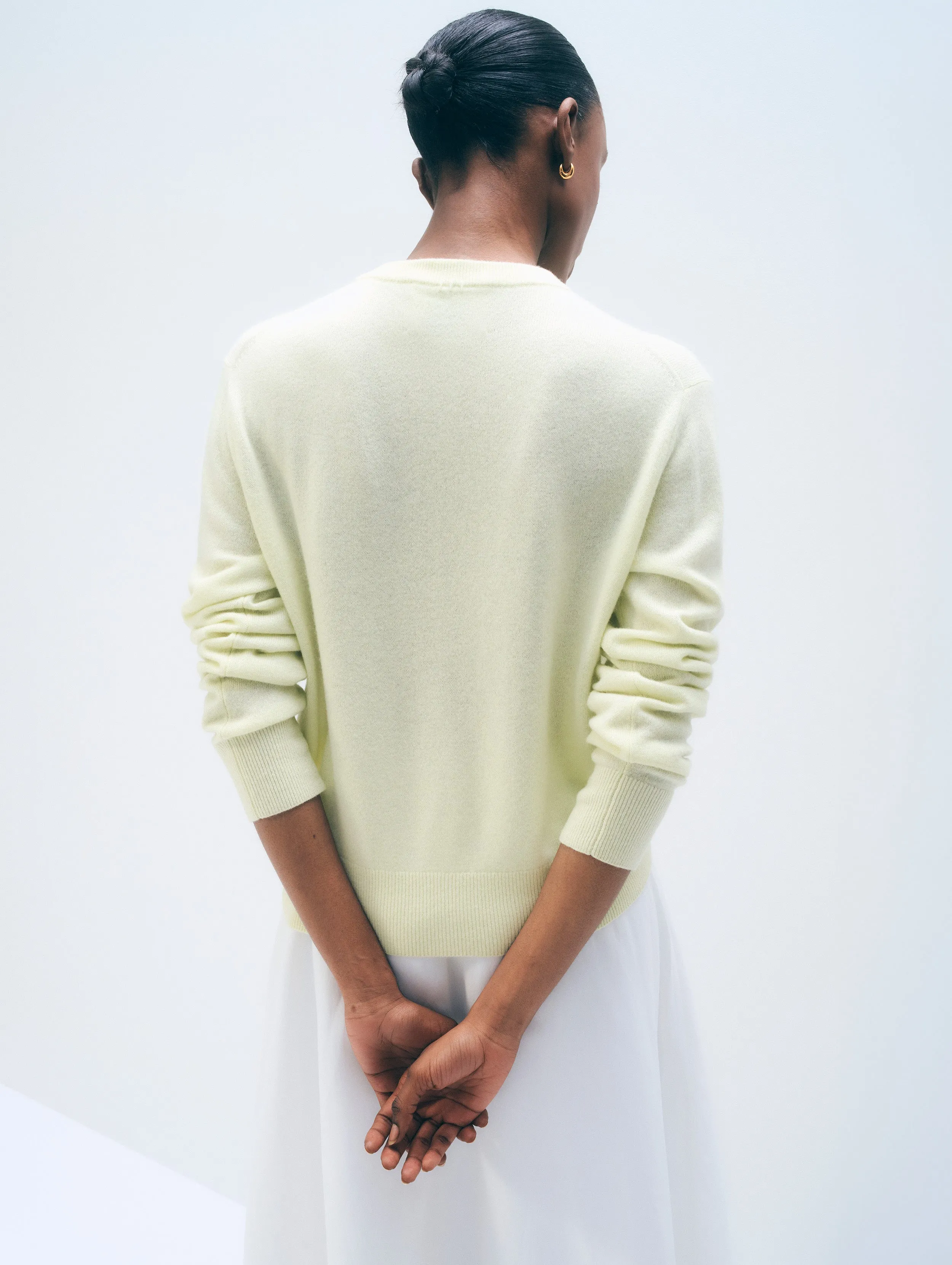 Cashmere Crewneck | Pale Pistachio sold by White + Warren product image thumbnail 3
