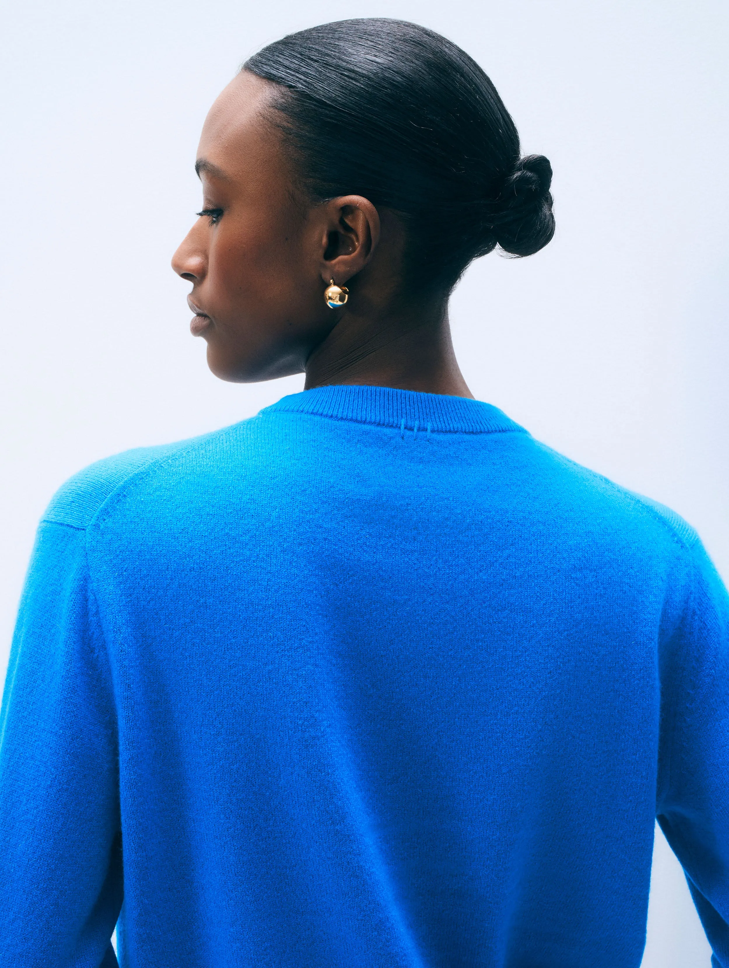 Cashmere Crewneck | Bright Azure sold by White + Warren product image thumbnail 3