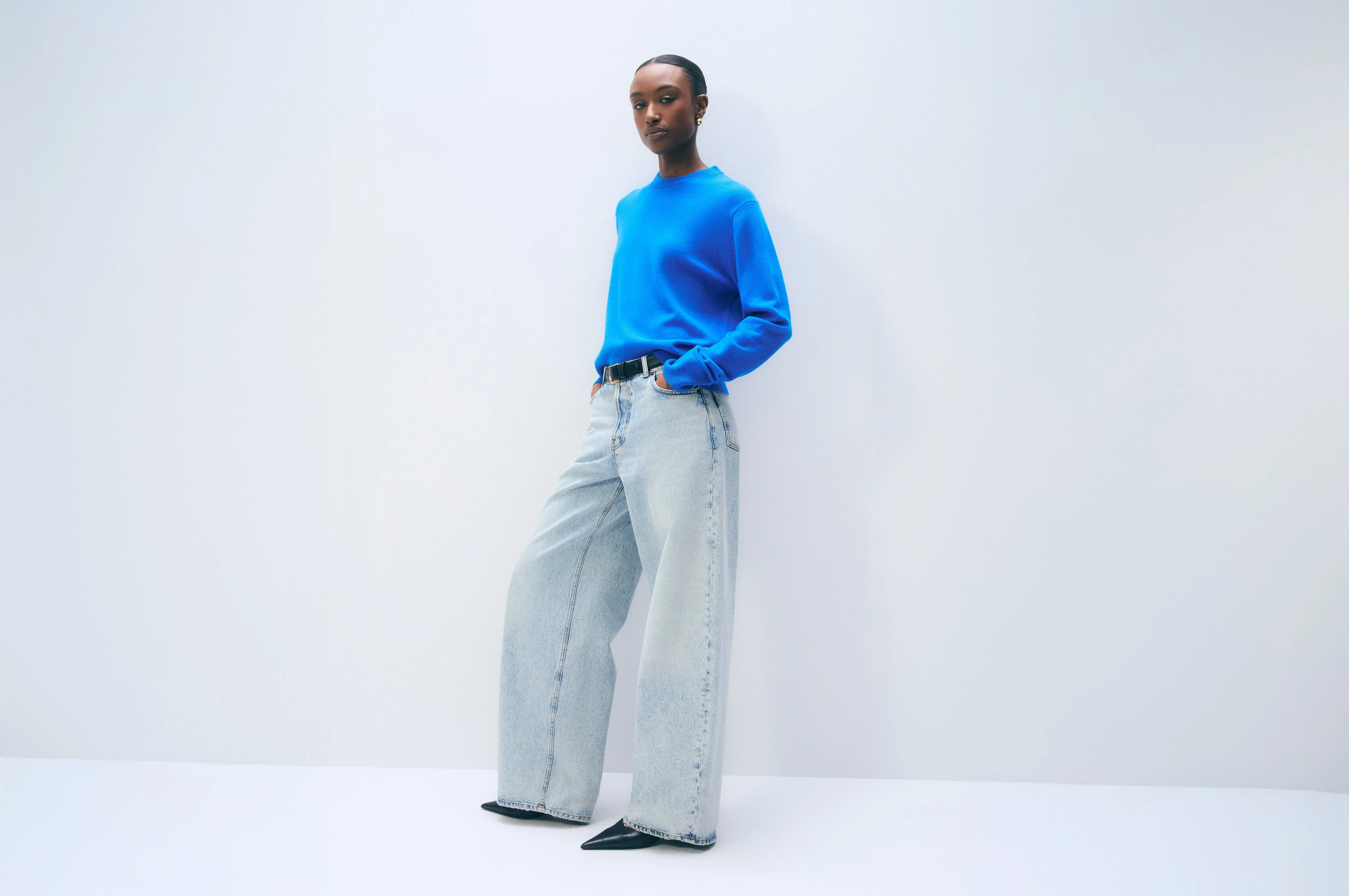 Cashmere Crewneck | Bright Azure sold by White + Warren product image thumbnail 5