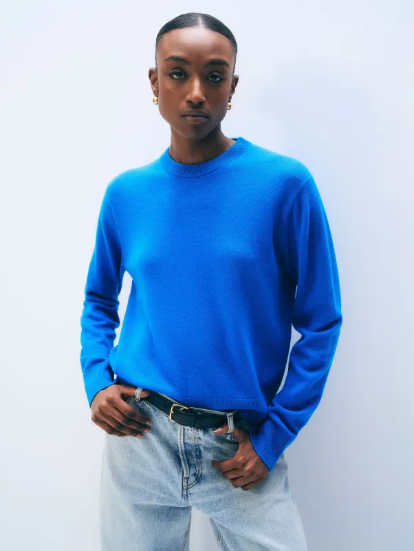 Cashmere Crewneck | Bright Azure made by White + Warren