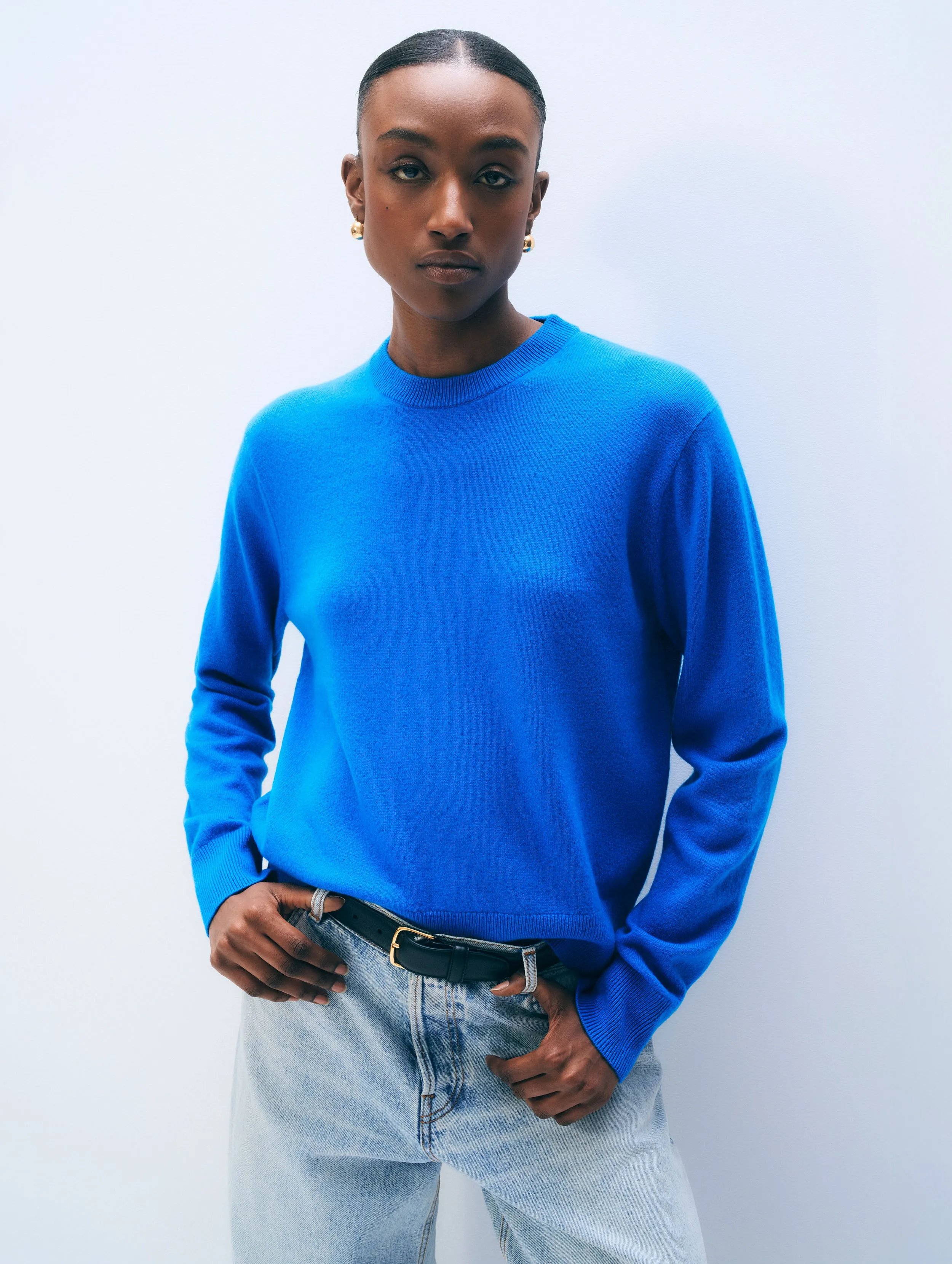 Cashmere Crewneck | Bright Azure sold by White + Warren