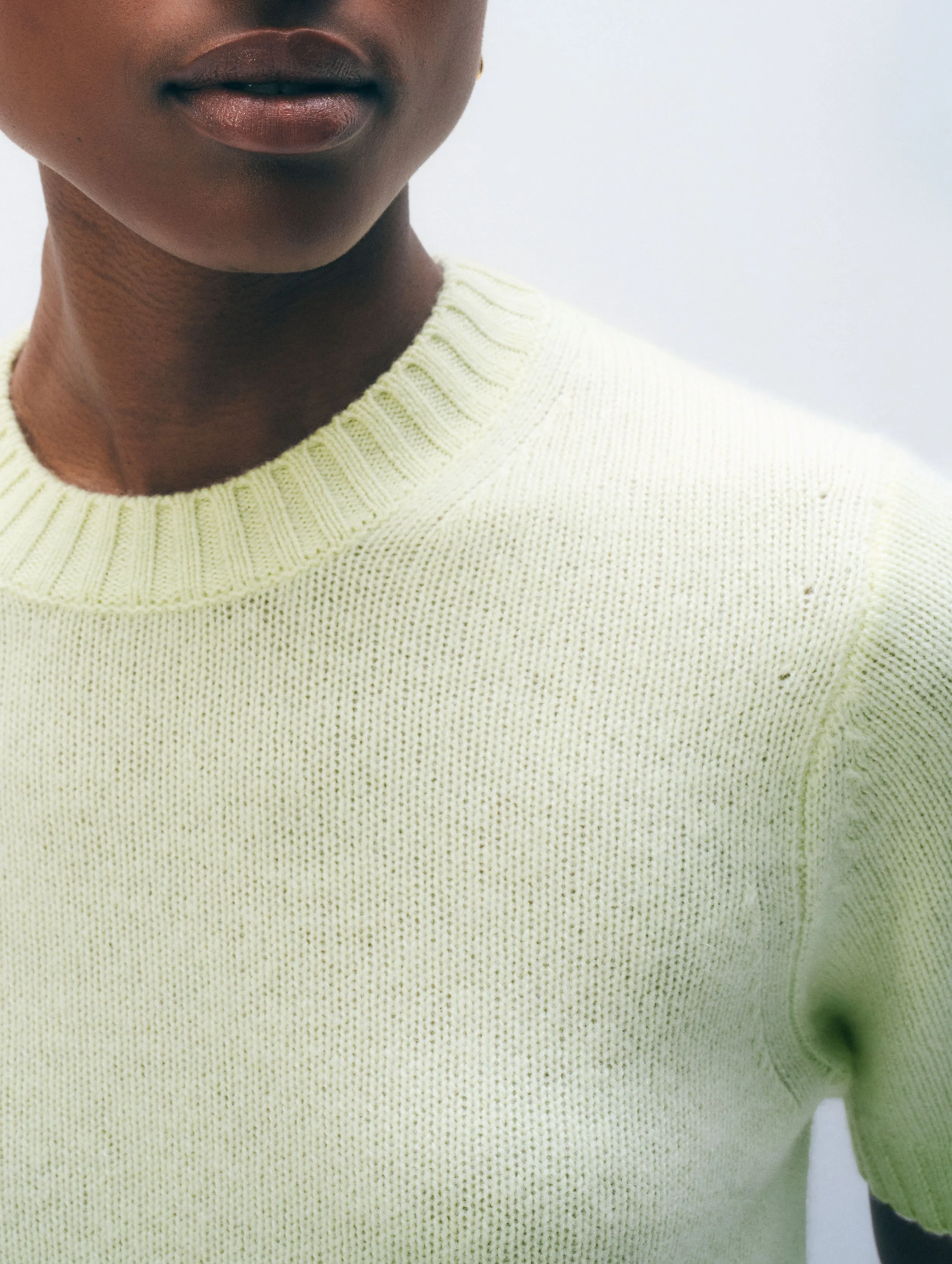 Cashmere Featherweight T-Shirt | Pale Pistachio sold by White + Warren product image thumbnail 3
