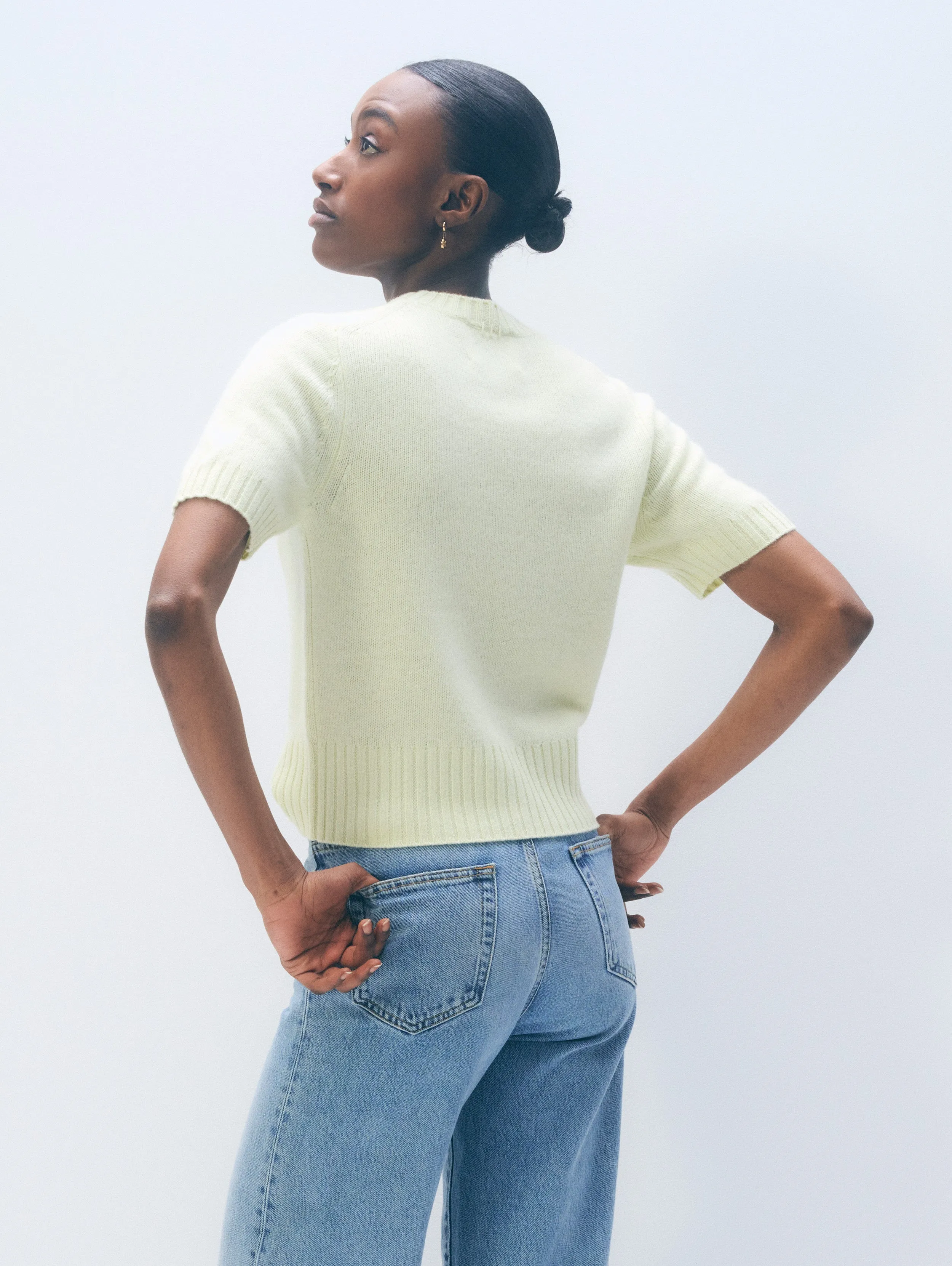 Cashmere Featherweight T-Shirt | Pale Pistachio sold by White + Warren product image thumbnail 2