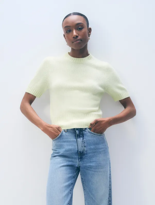 Cashmere Featherweight T-Shirt | Pale Pistachio made by White + Warren