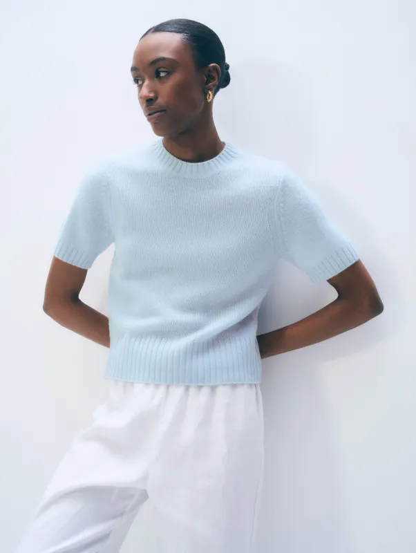 Cashmere Featherweight T-Shirt | Pastel Blue made by White + Warren