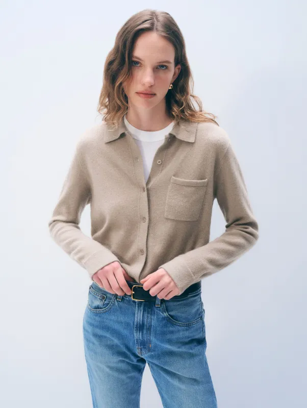 Cashmere Button Down Shirt | Taupe Heather made by White + Warren