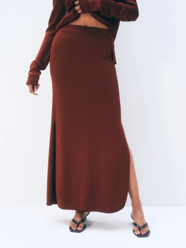 Luster Viscose Skirt | Rich Brown made by White + Warren
