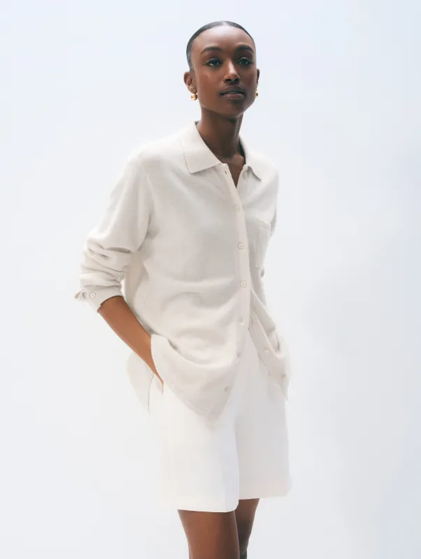 Cashmere Button Shirt | Soft White made by White + Warren