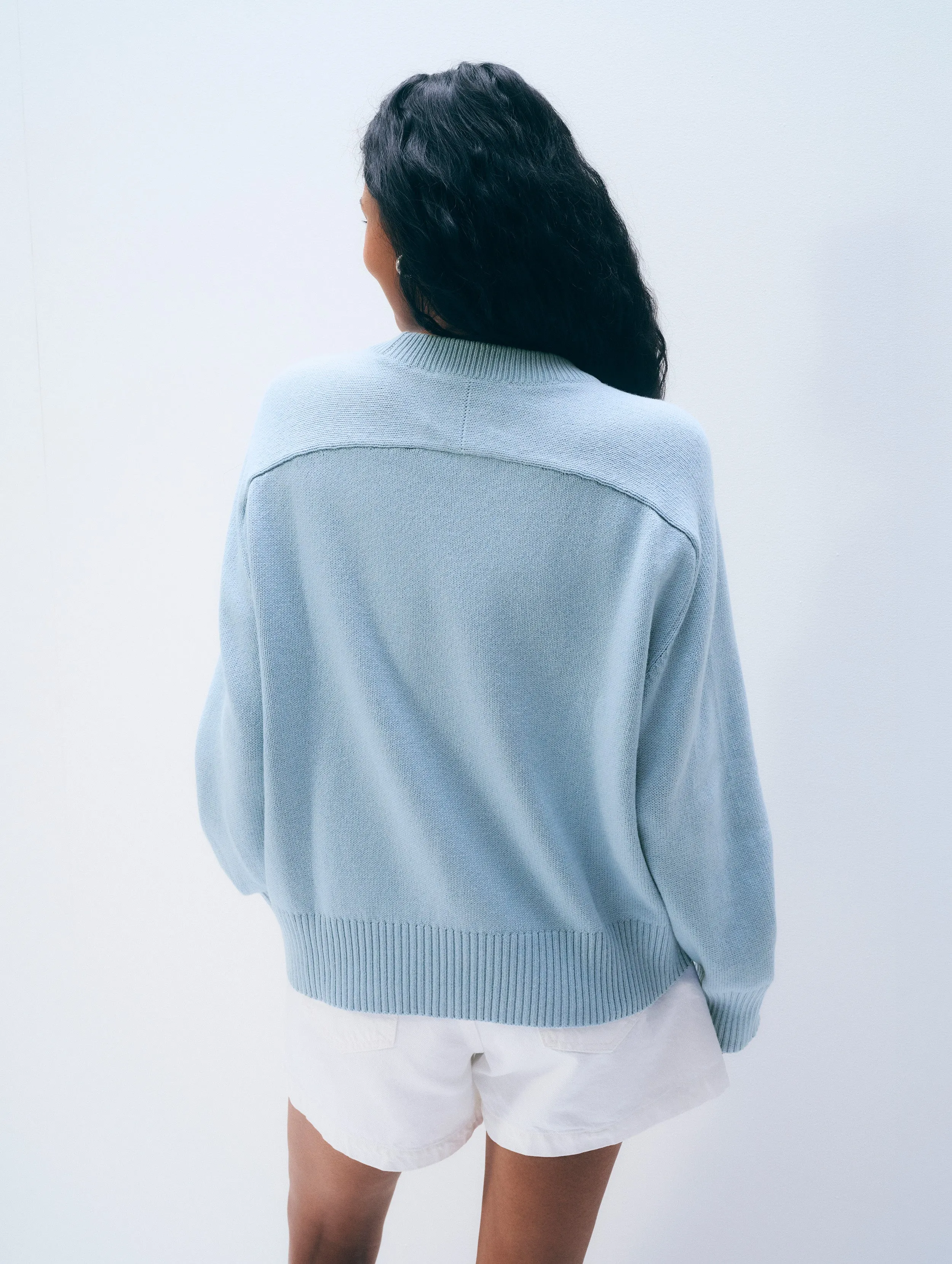 Cotton Cashmere Crewneck | Light Blue sold by White + Warren product image thumbnail 3