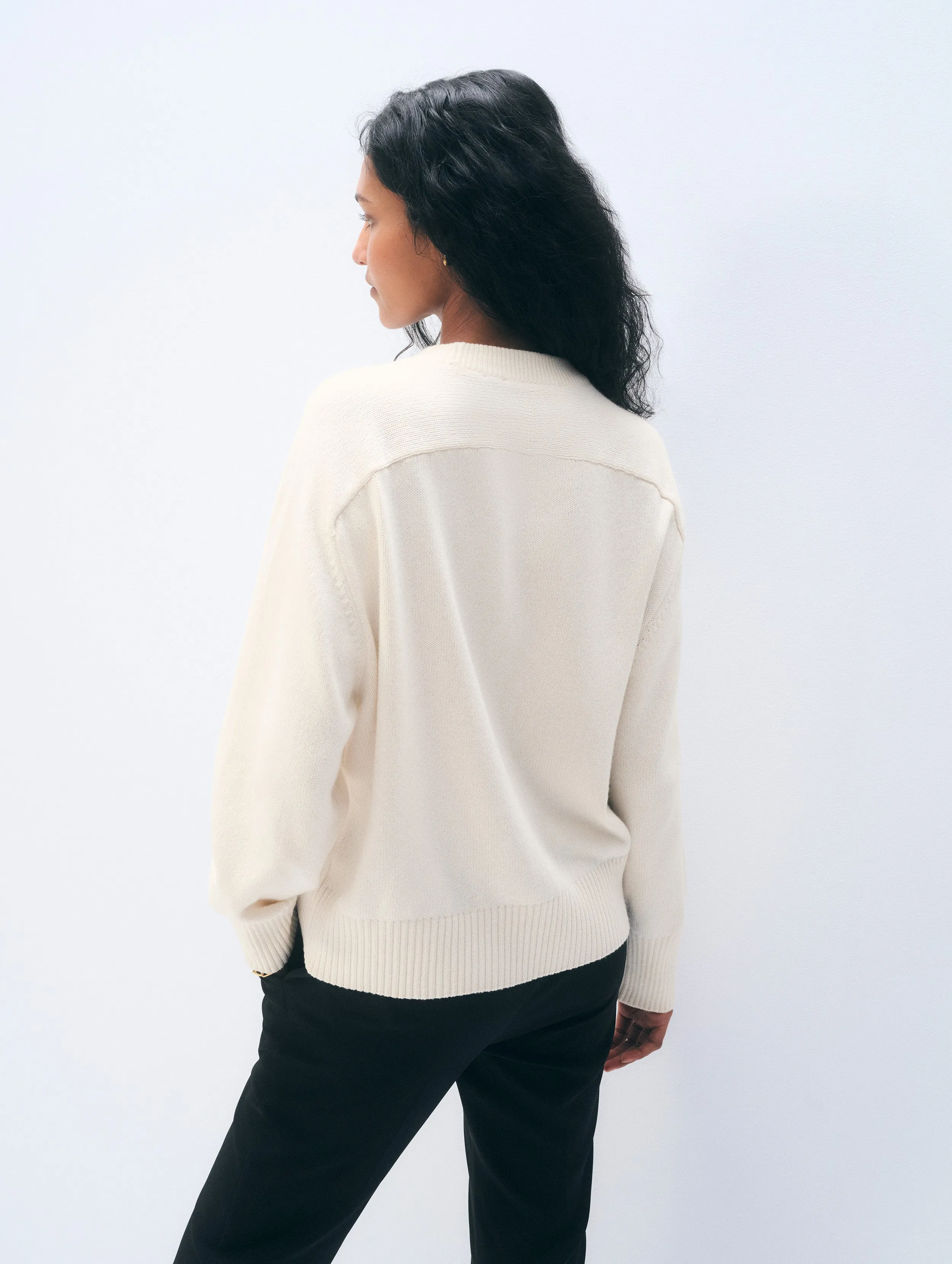 Cotton Cashmere Crewneck | Ivory sold by White + Warren product image thumbnail 3