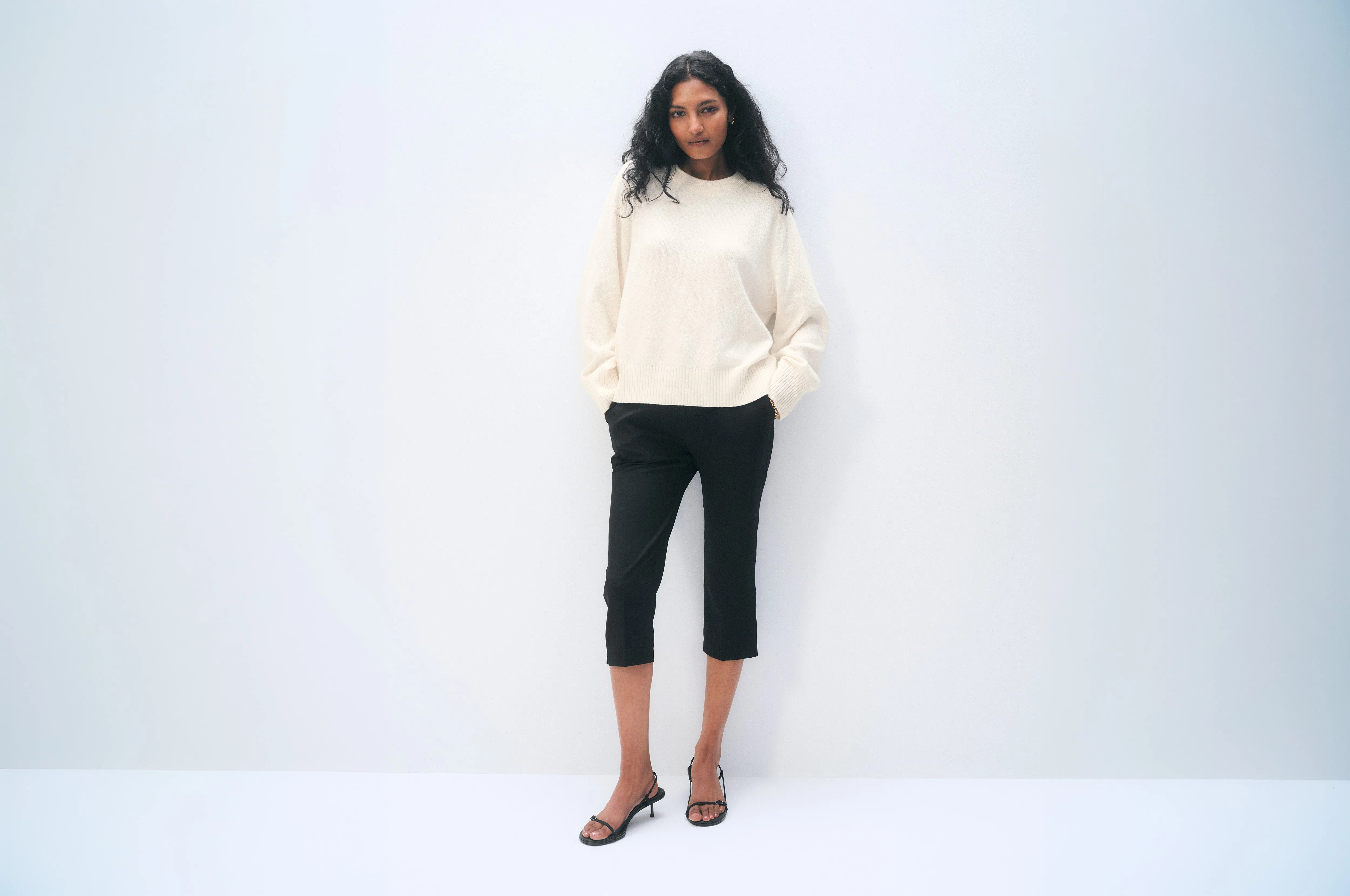 Cotton Cashmere Crewneck | Ivory sold by White + Warren product image thumbnail 4