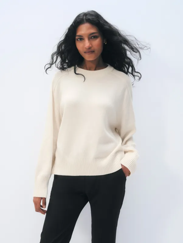 Cotton Cashmere Crewneck | Ivory made by White + Warren