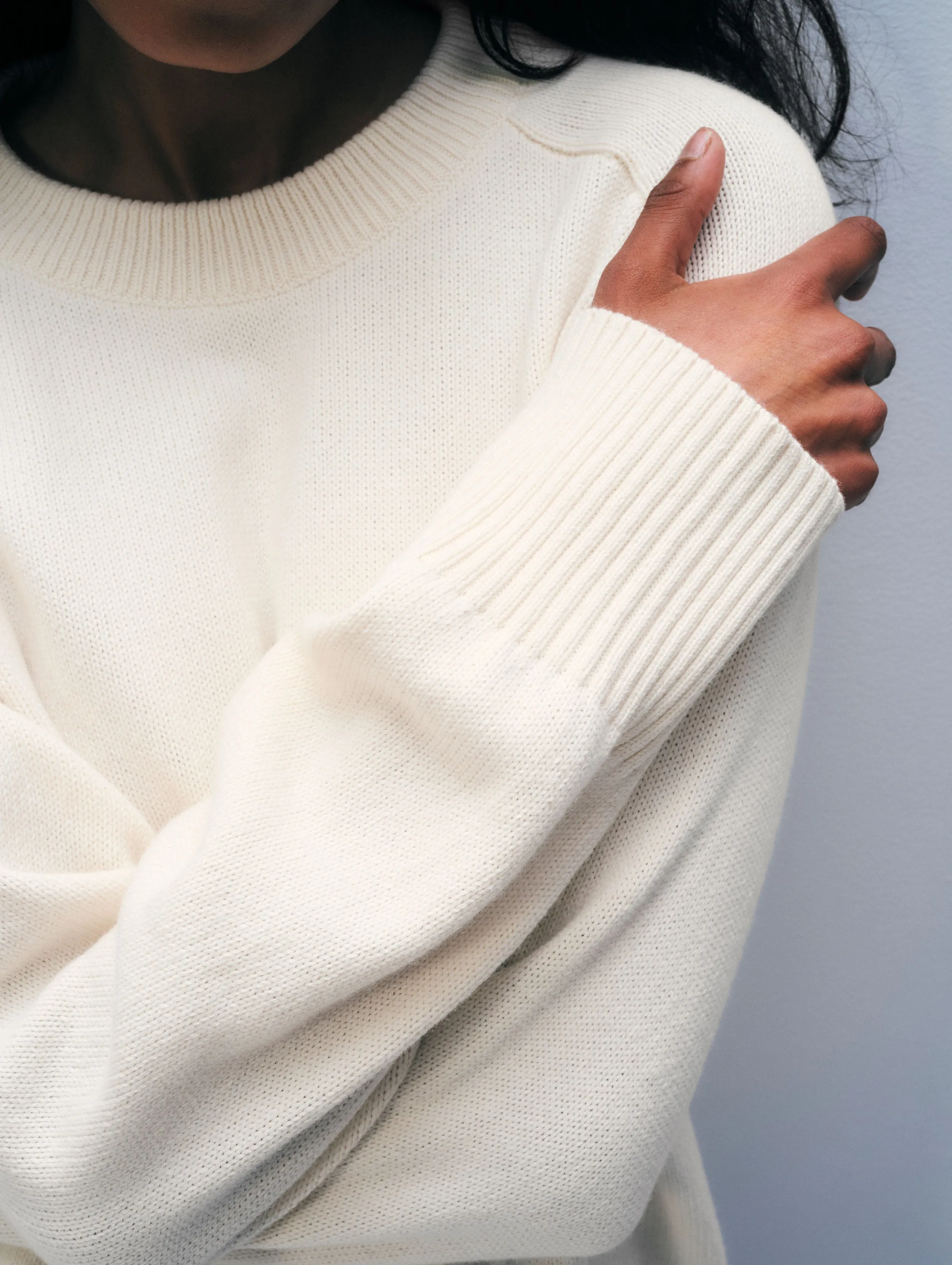 Cotton Cashmere Crewneck | Ivory sold by White + Warren product image thumbnail 2