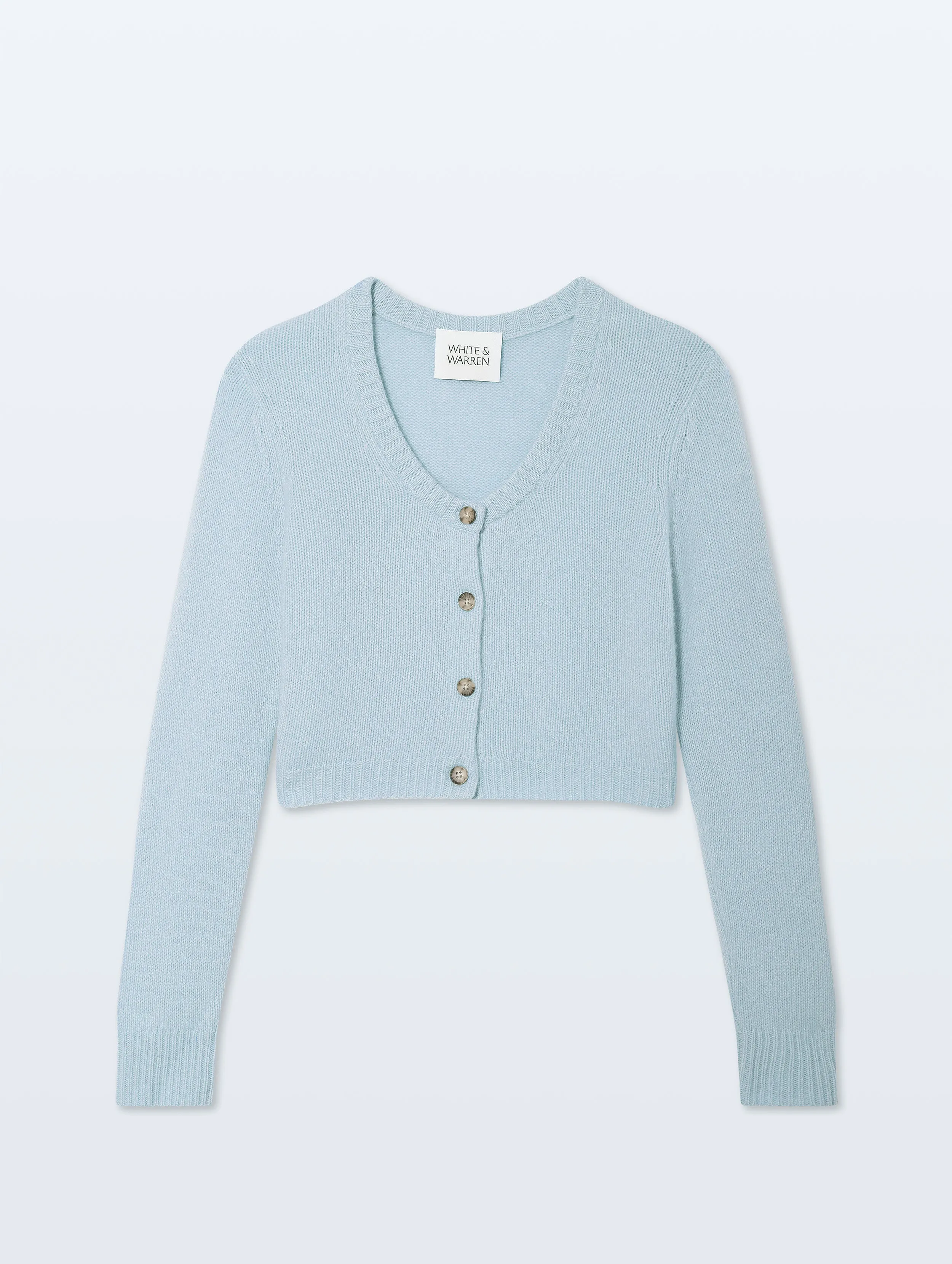 Cashmere Scoop Short-Length Cardigan | Pastel Blue sold by White + Warren product image thumbnail 4