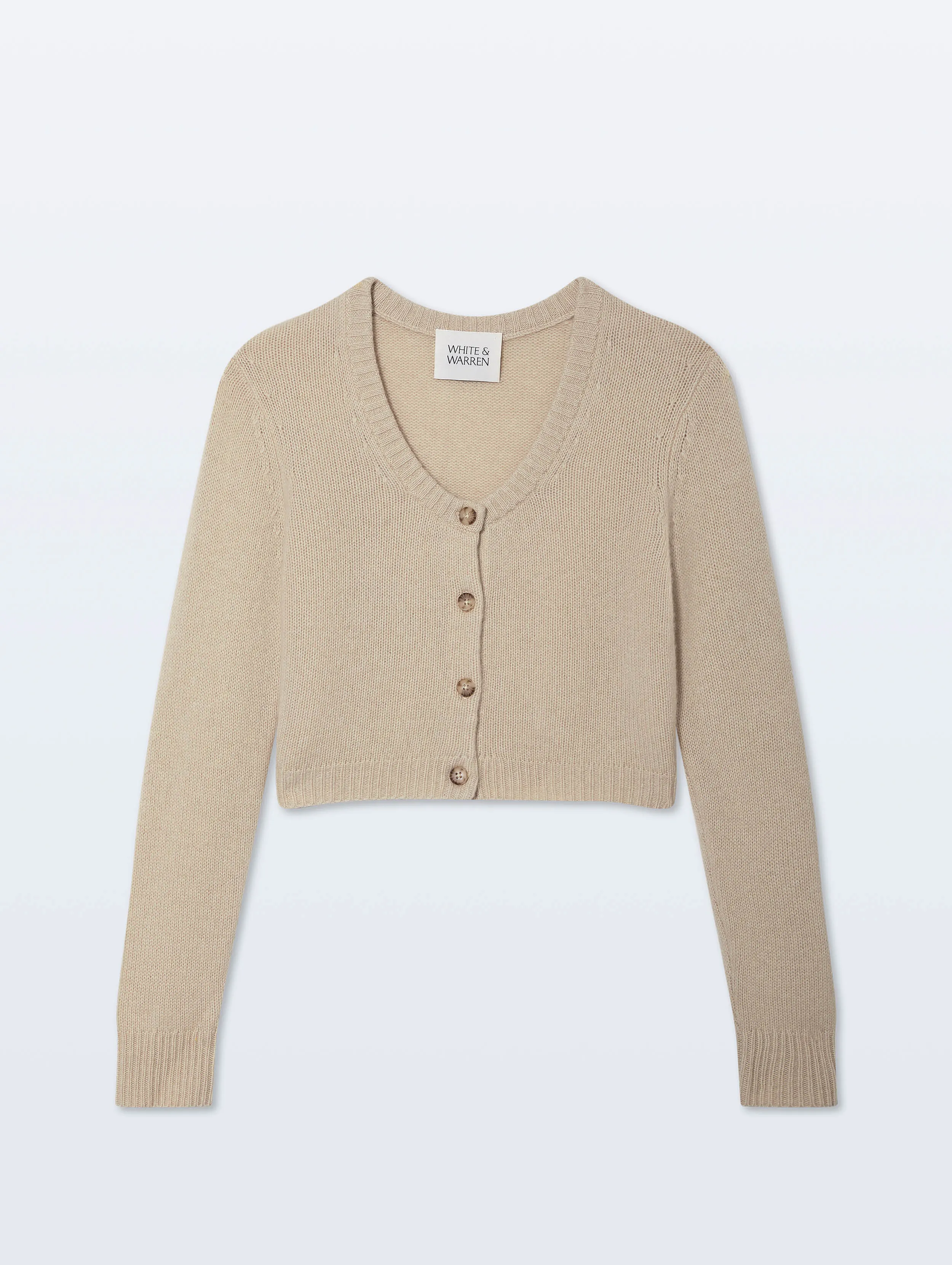 Cashmere Scoop Short-Length Cardigan | Natural Heather sold by White + Warren product image thumbnail 4