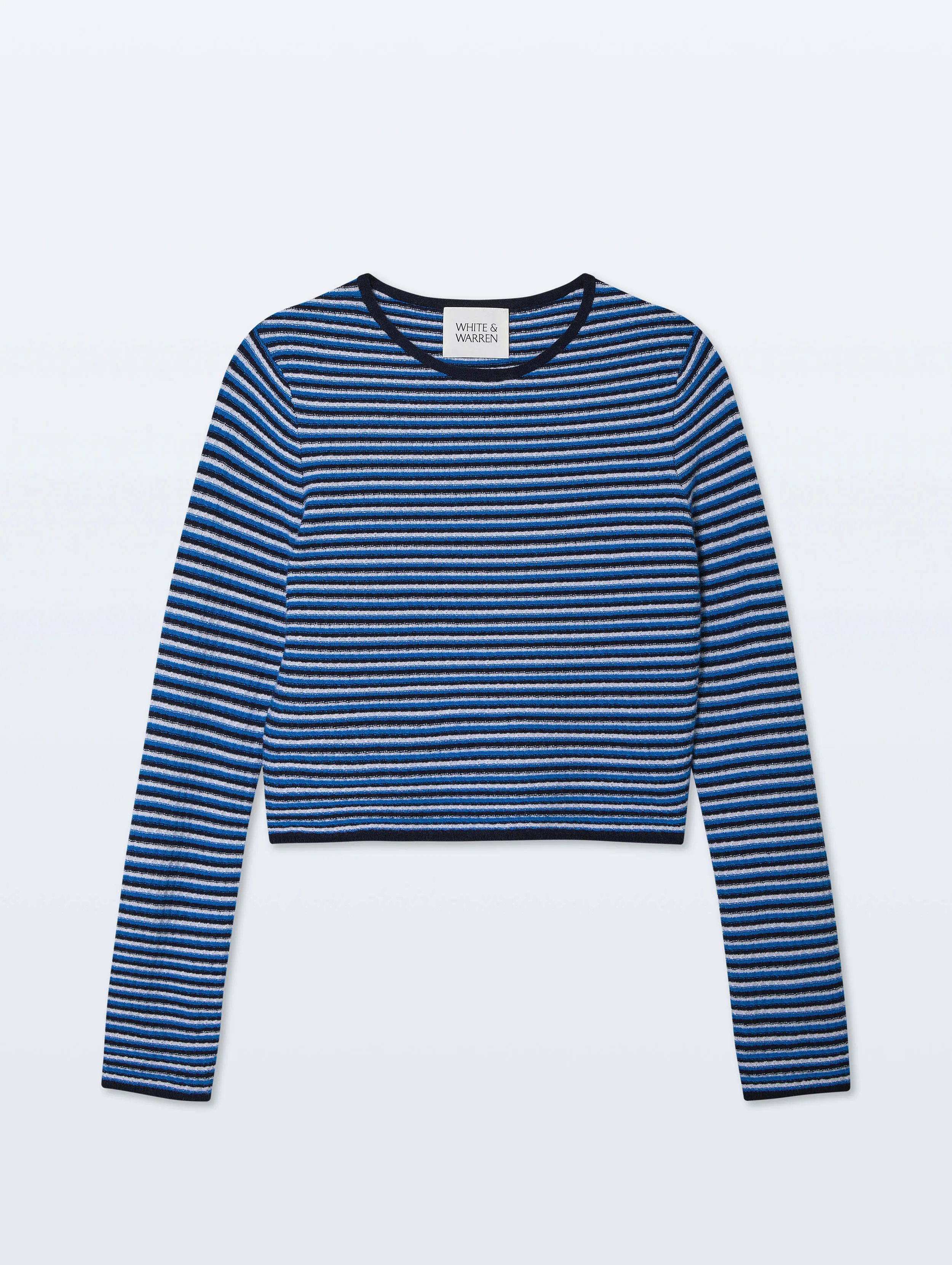 Cashmere Striped Sweater | Blue Stripe sold by White + Warren product image thumbnail 4