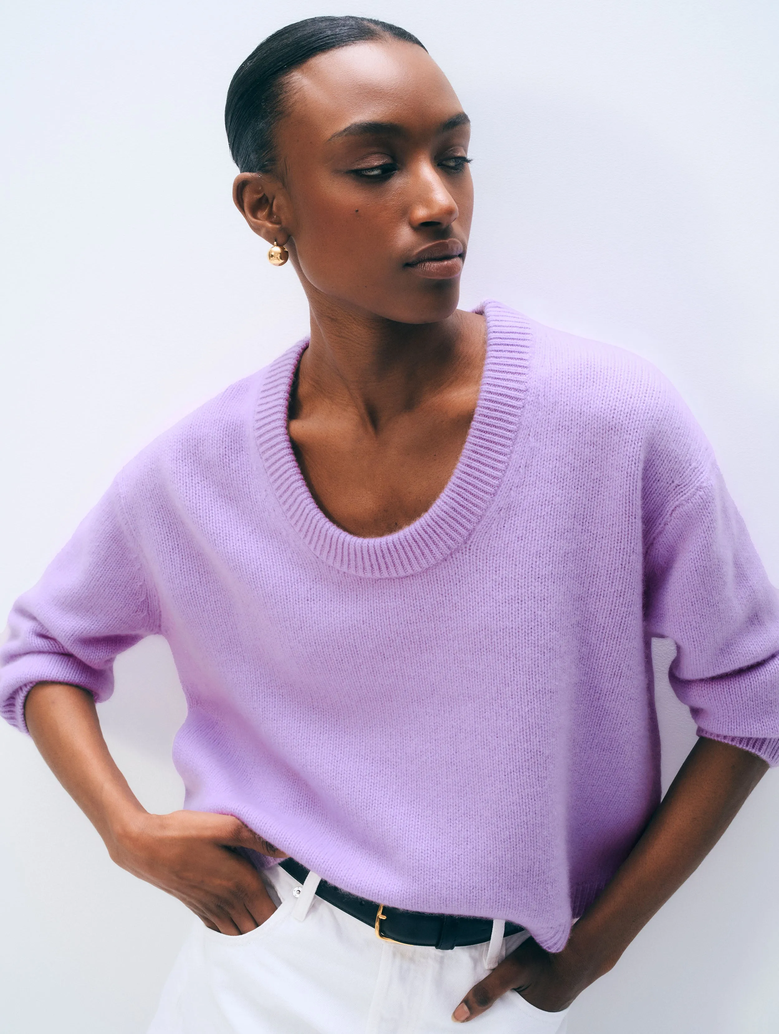 Featherweight Cashmere Scoopneck Tee sold by White + Warren product image thumbnail 2