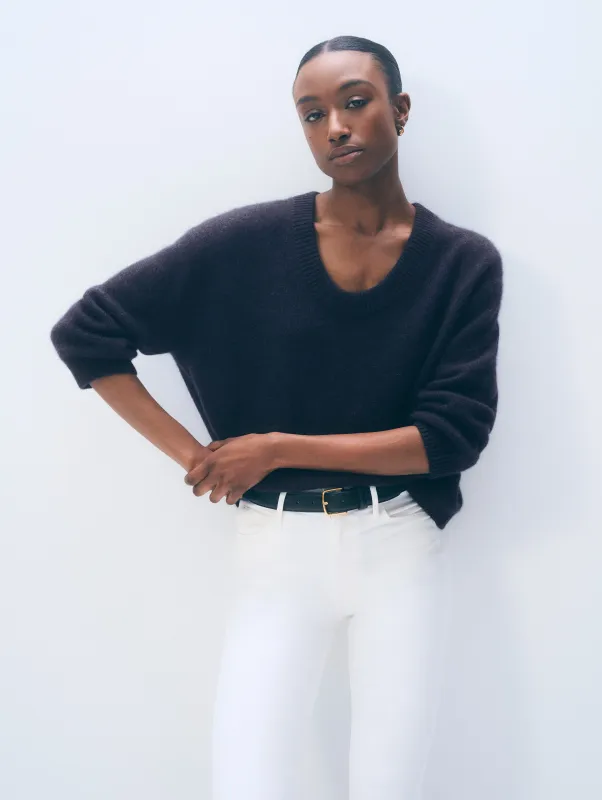 Featherweight Cashmere Scoopneck Tee made by White + Warren
