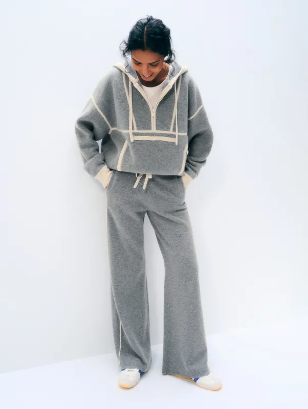 Cashmere Blend Track Pant | Grey/ Ivory made by White + Warren