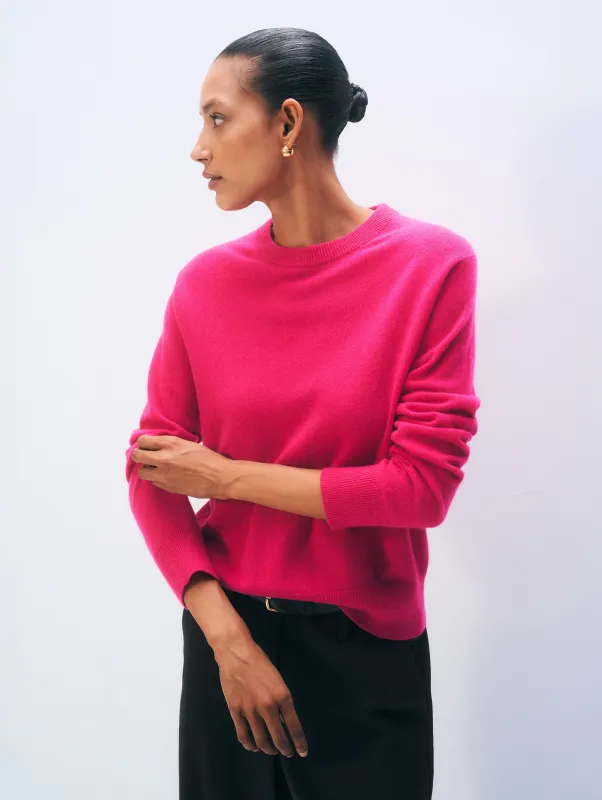 Cashmere Crew | Dahlia Pink made by White + Warren