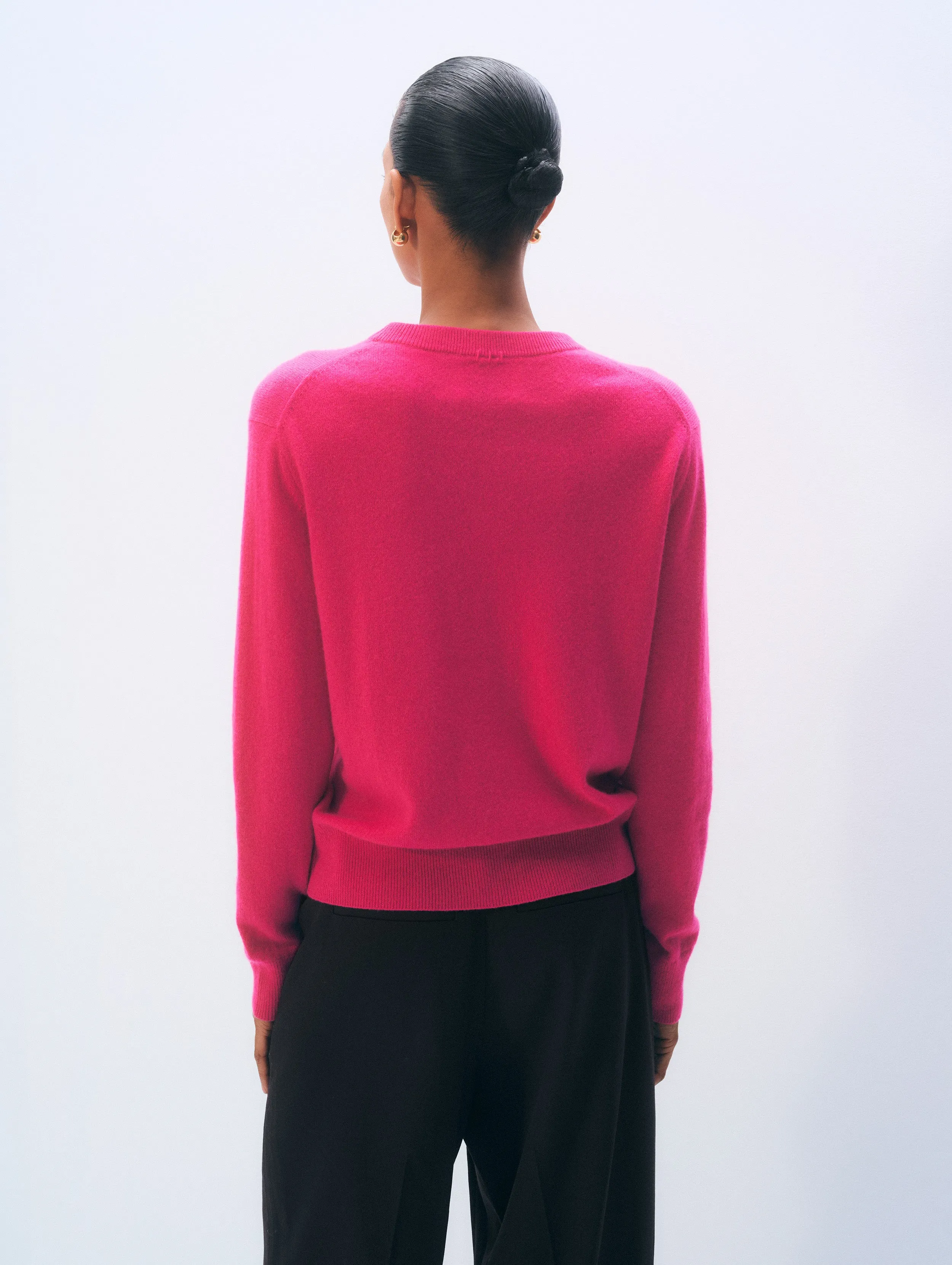 Cashmere Crew | Dahlia Pink sold by White + Warren product image thumbnail 3