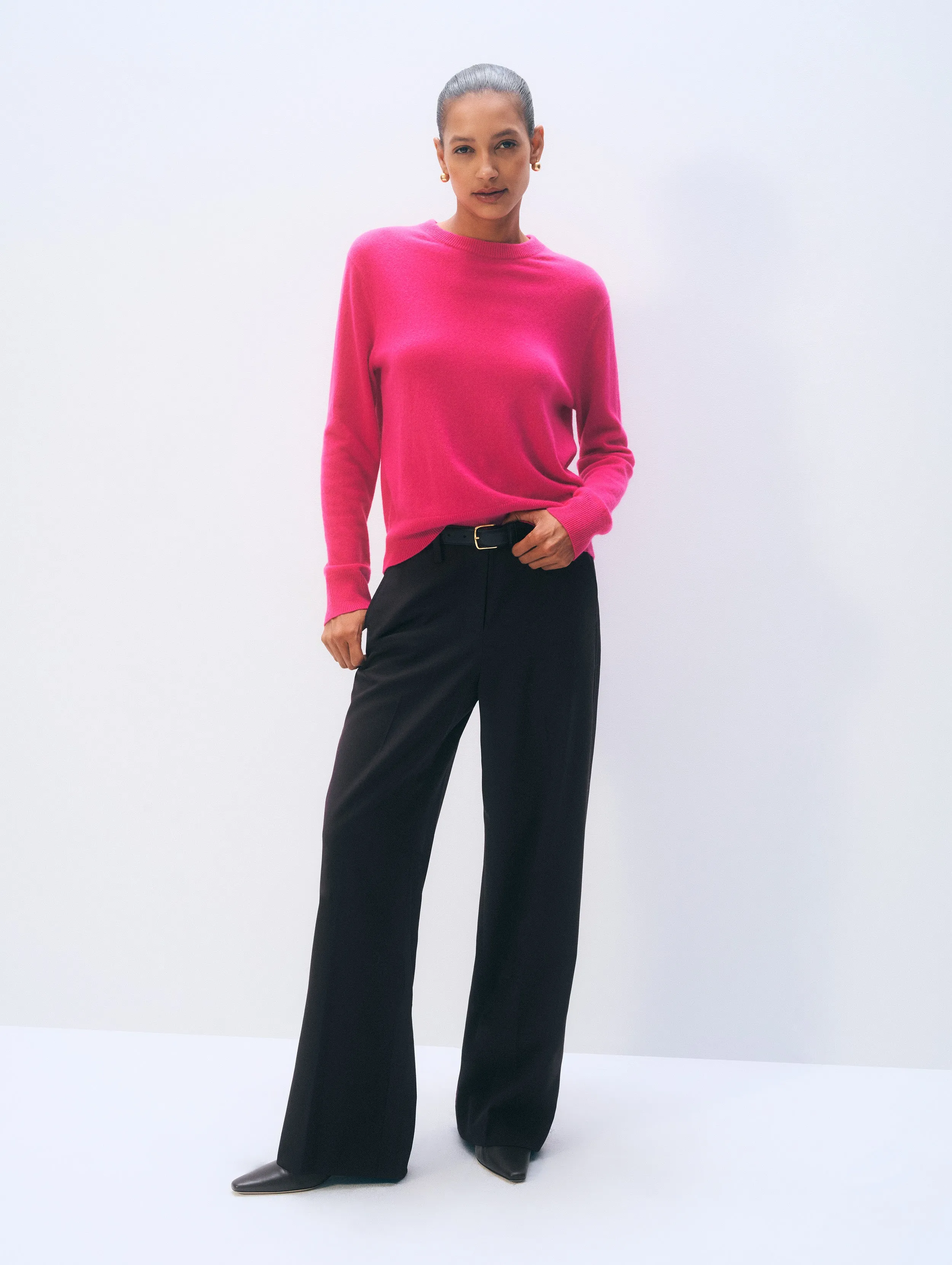 Cashmere Crew | Dahlia Pink sold by White + Warren product image thumbnail 4