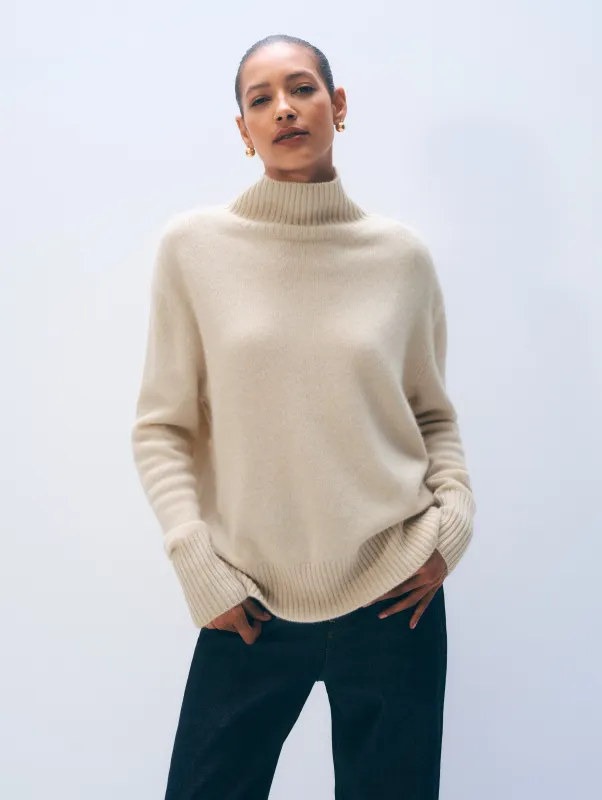 Cashmere Oversized Standneck | Natural Heather made by White + Warren