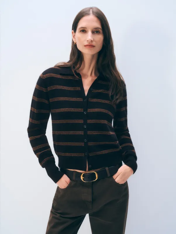Cashmere Striped Cardigan made by White + Warren