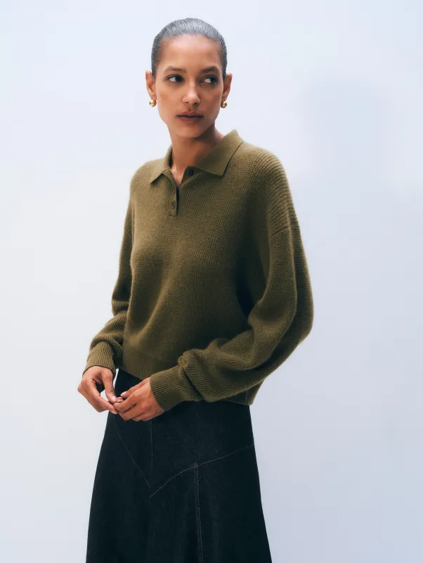 Cashmere Waffle Polo made by White + Warren