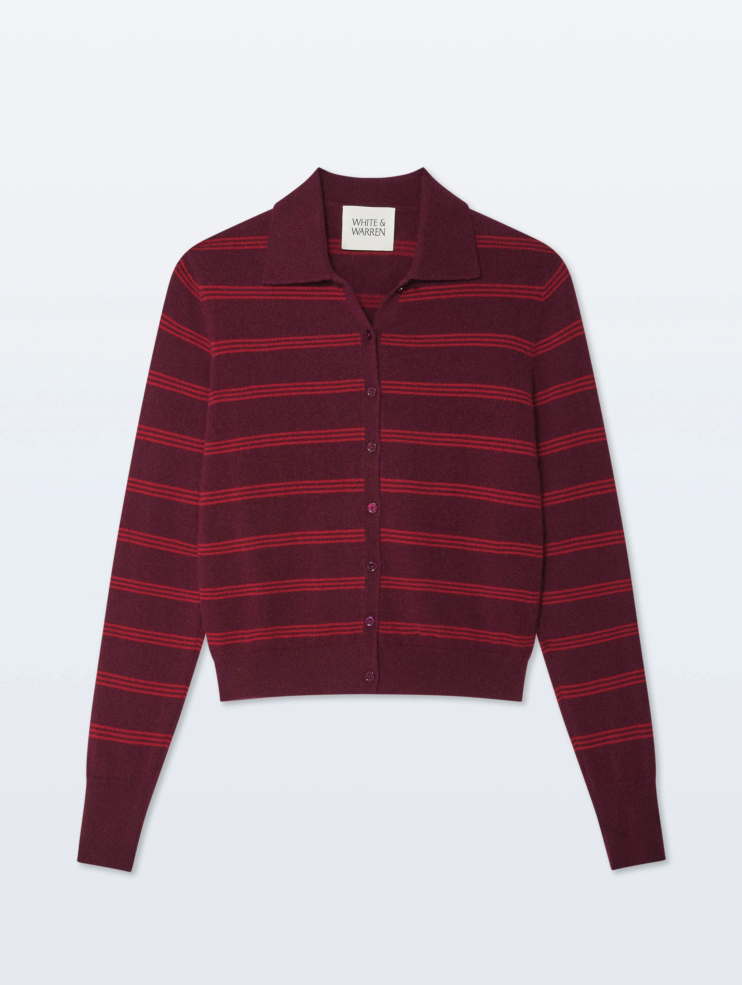Cashmere Striped Cardigan | Sangria/ Garnet Red sold by White + Warren product image thumbnail 4