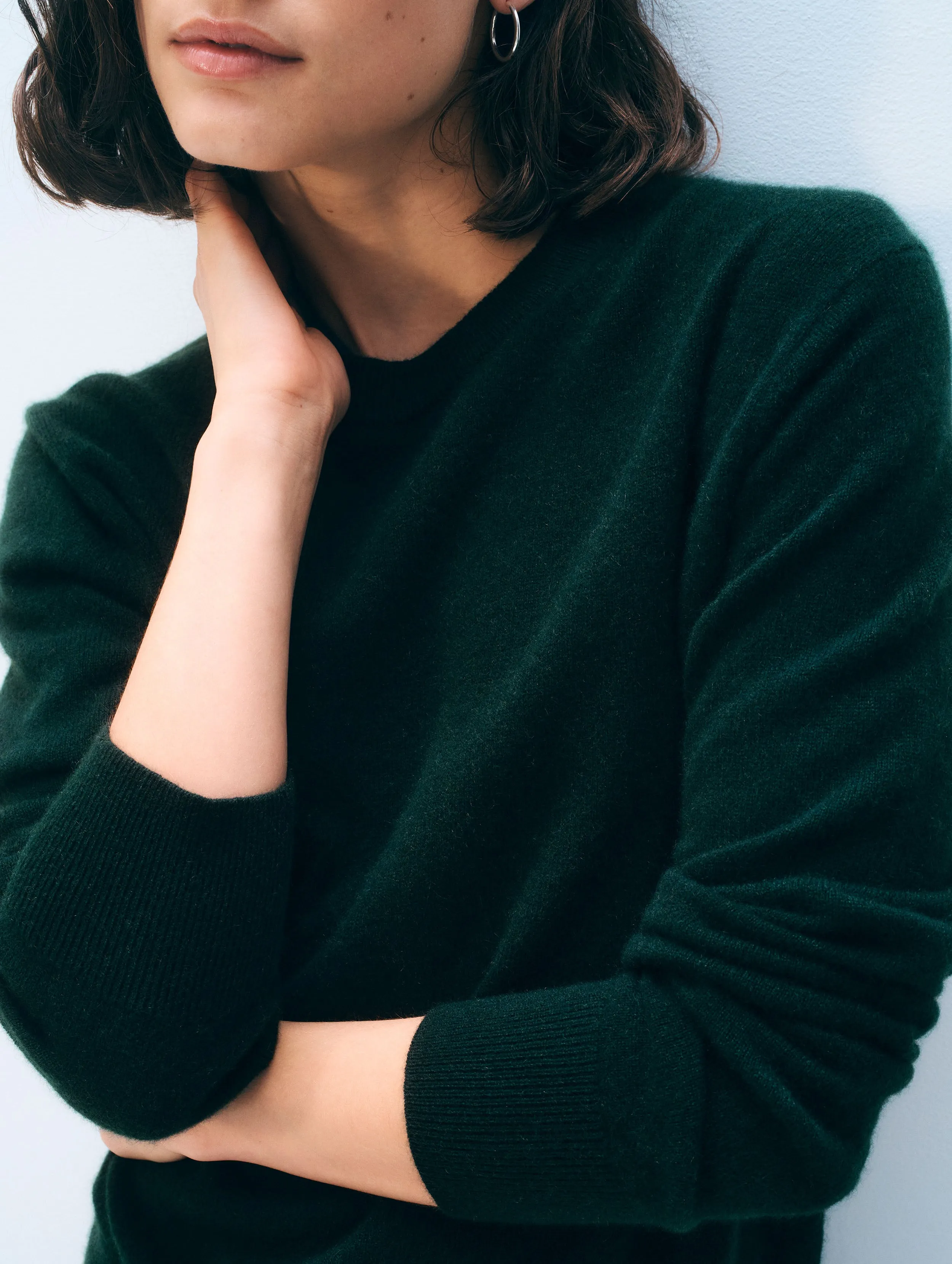 Cashmere Crew | Dark Emerald sold by White + Warren product image thumbnail 2