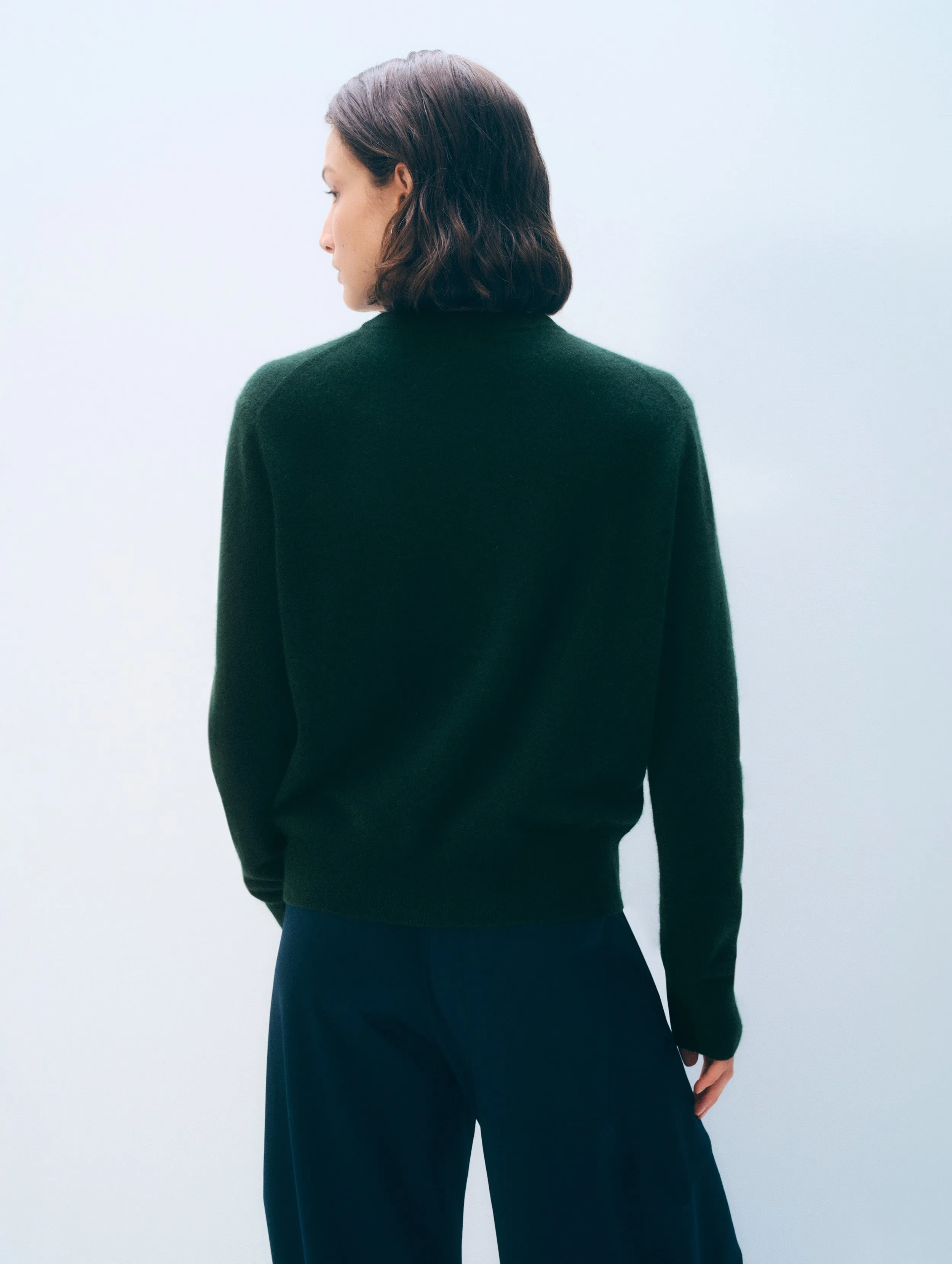 Cashmere Crew | Dark Emerald sold by White + Warren product image thumbnail 3