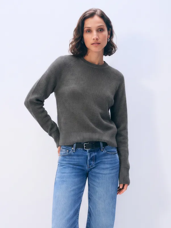 Cashmere Waffle Sweatshirt | Graphite Heather made by White + Warren