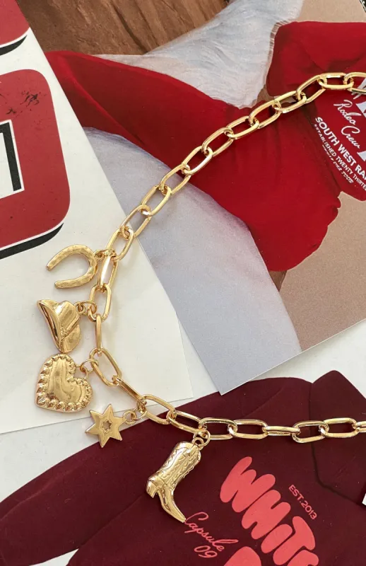 Stay Wild Charm Necklace Gold sold by White Fox Boutique