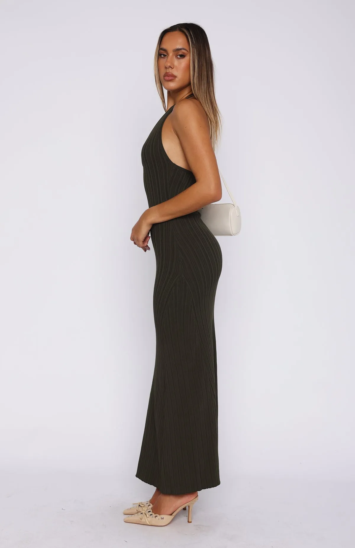 It's Only Fair Halter Maxi Dress Khaki sold by White Fox Boutique product image thumbnail 3