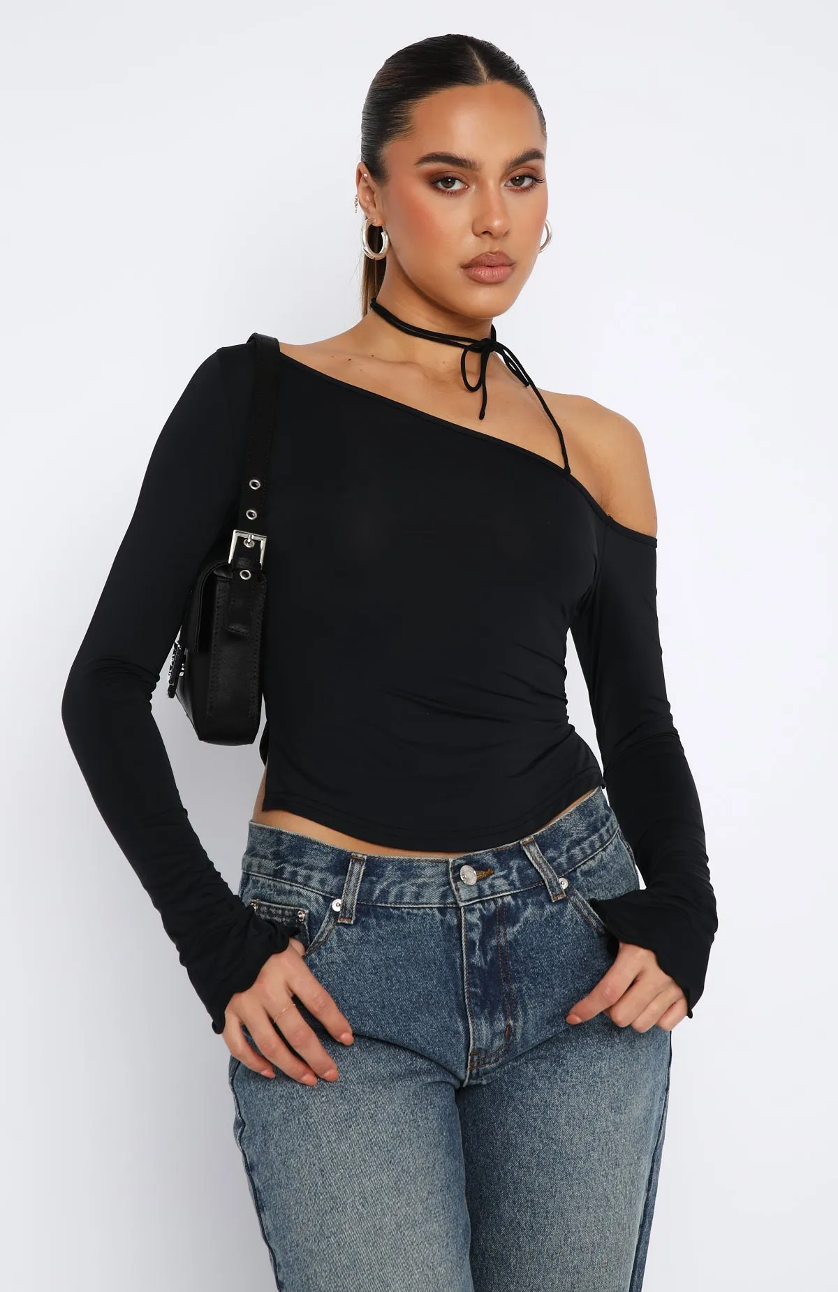 Don't Need A Lot Long Sleeve Top Black sold by White Fox Boutique product image thumbnail 2