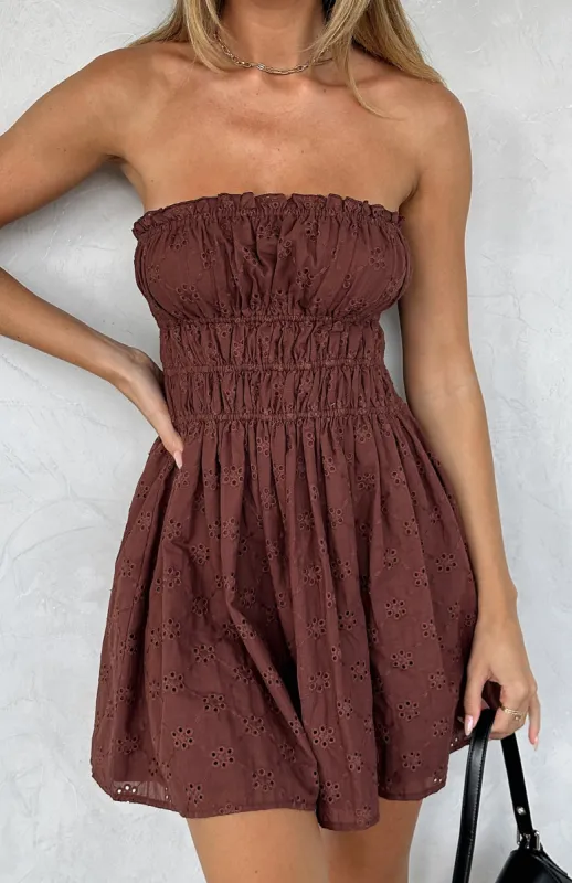 Girly Girl Mini Dress Chocolate made by White Fox Boutique