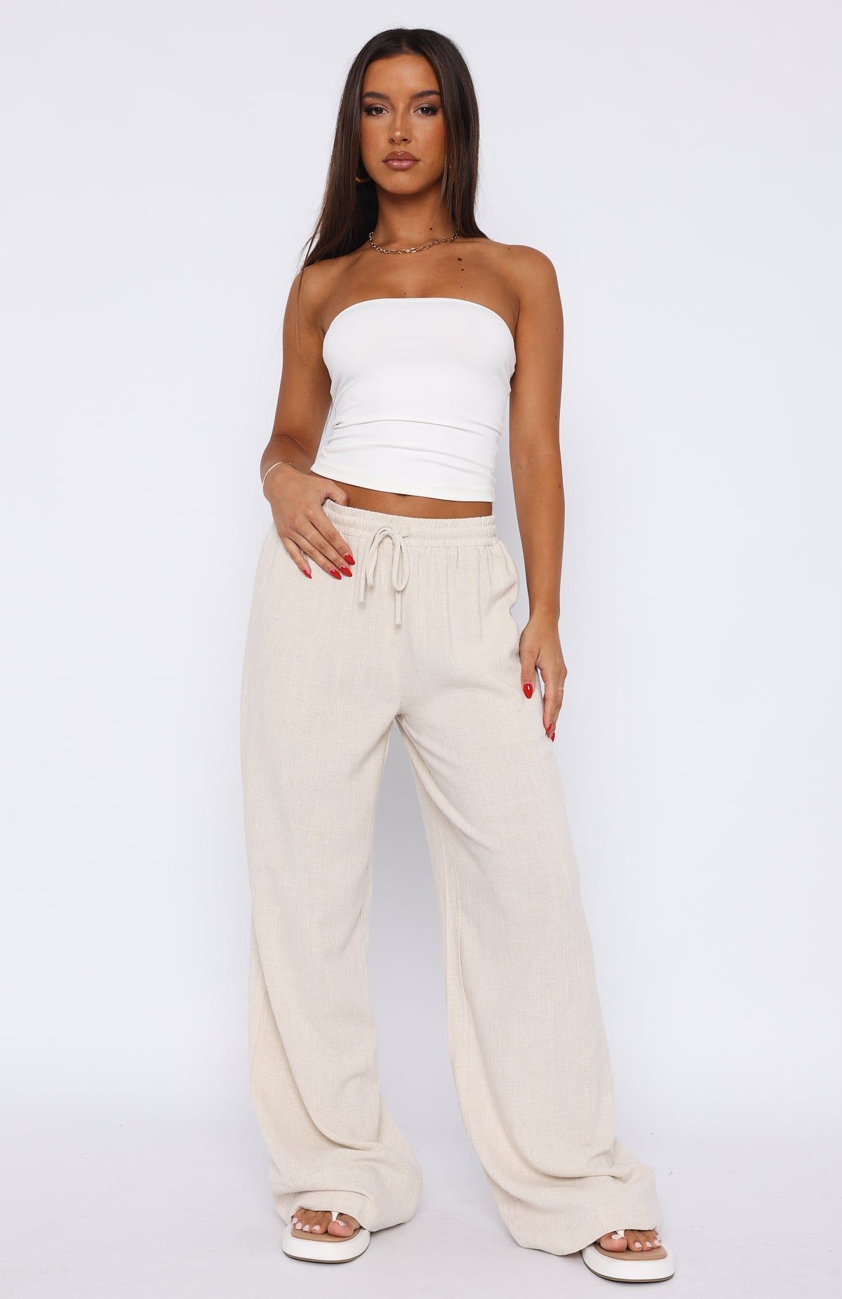 Styled To Perfection Linen Pants Oat sold by White Fox Boutique product image thumbnail 2